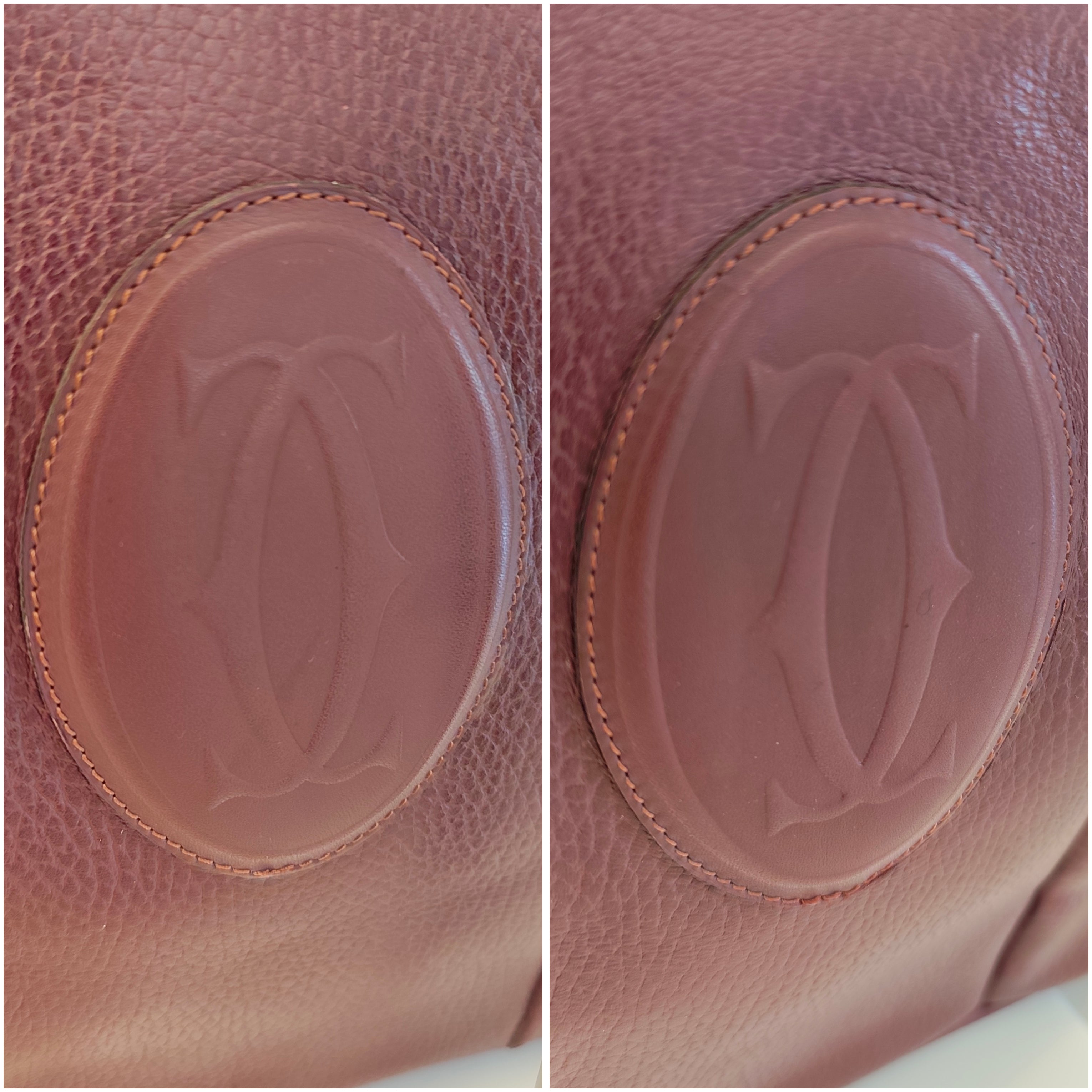 Cartier – Borsa a Spalla Double Face in Pelle Bordeaux Vintage