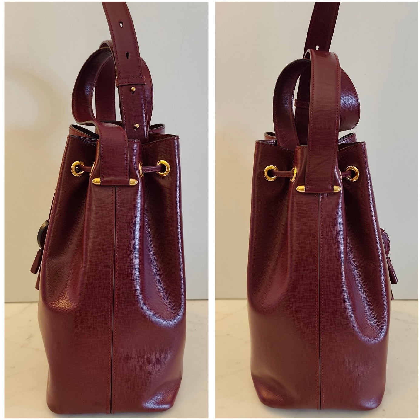 Cartier - Secchiello in Pelle Liscia Bordeaux con Scatola