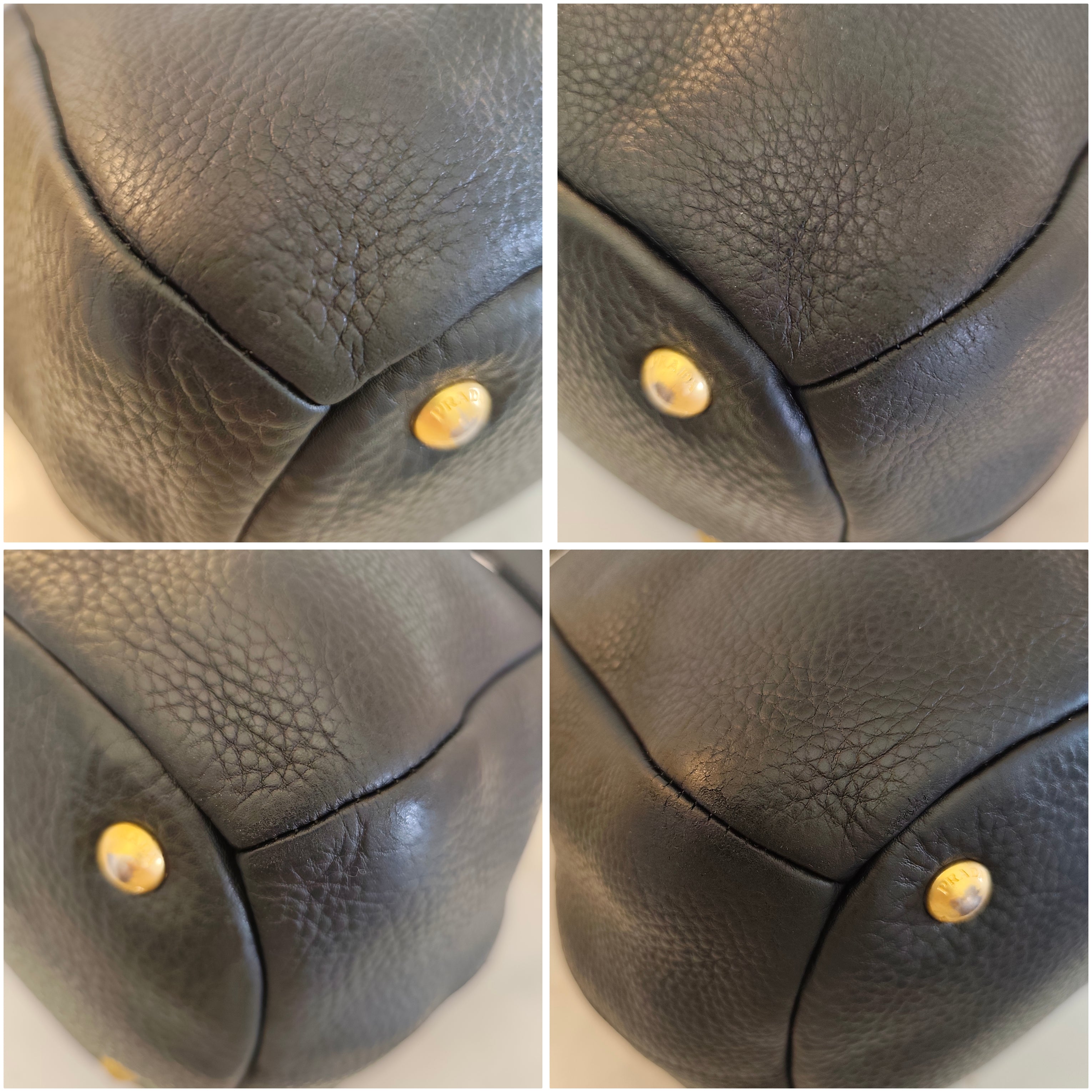 Prada - Tote Shopper in Pelle Nera con Manici Rigidi e Fondo Arrotondato