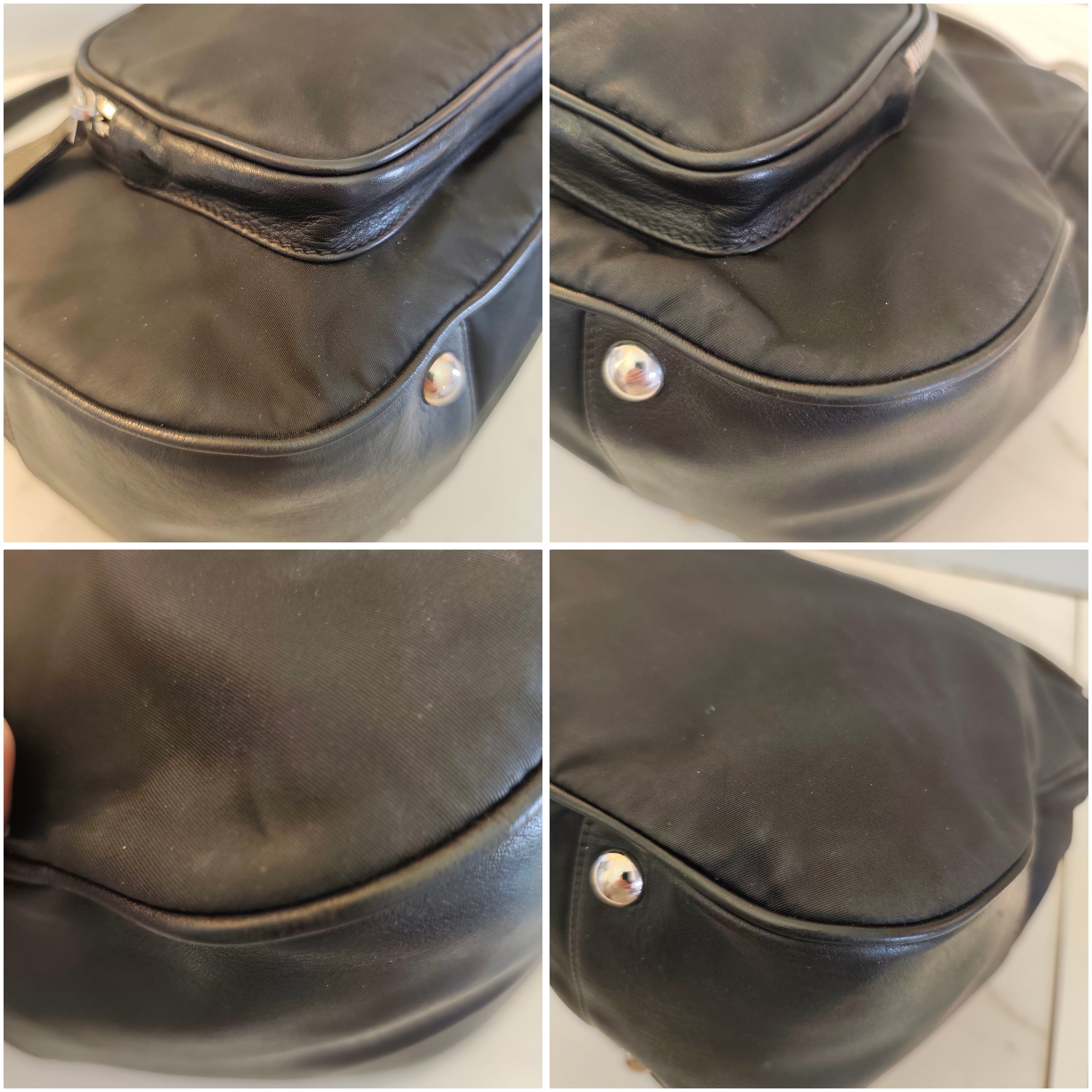 PRADA - Borsa a Spalla Hobo in Nylon e Pelle Nera