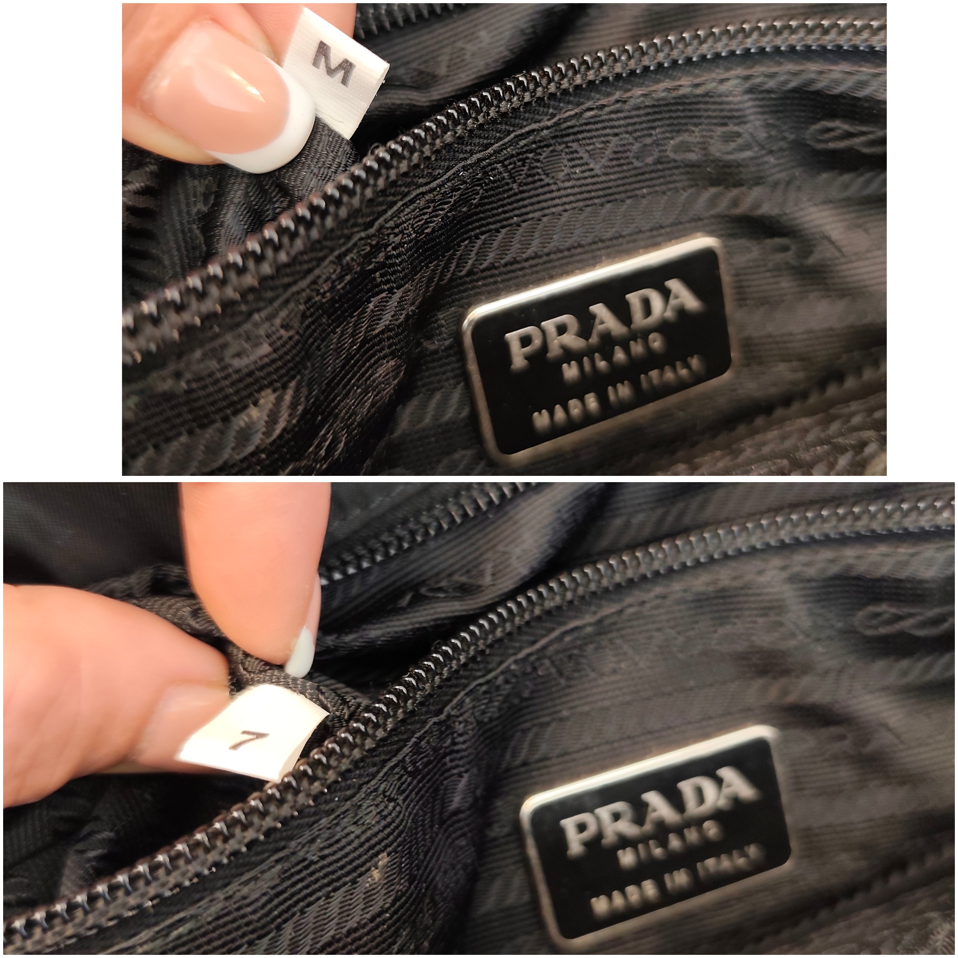 Prada - Tote a Spalla in Nylon Nero con Catene in Resina Vintage