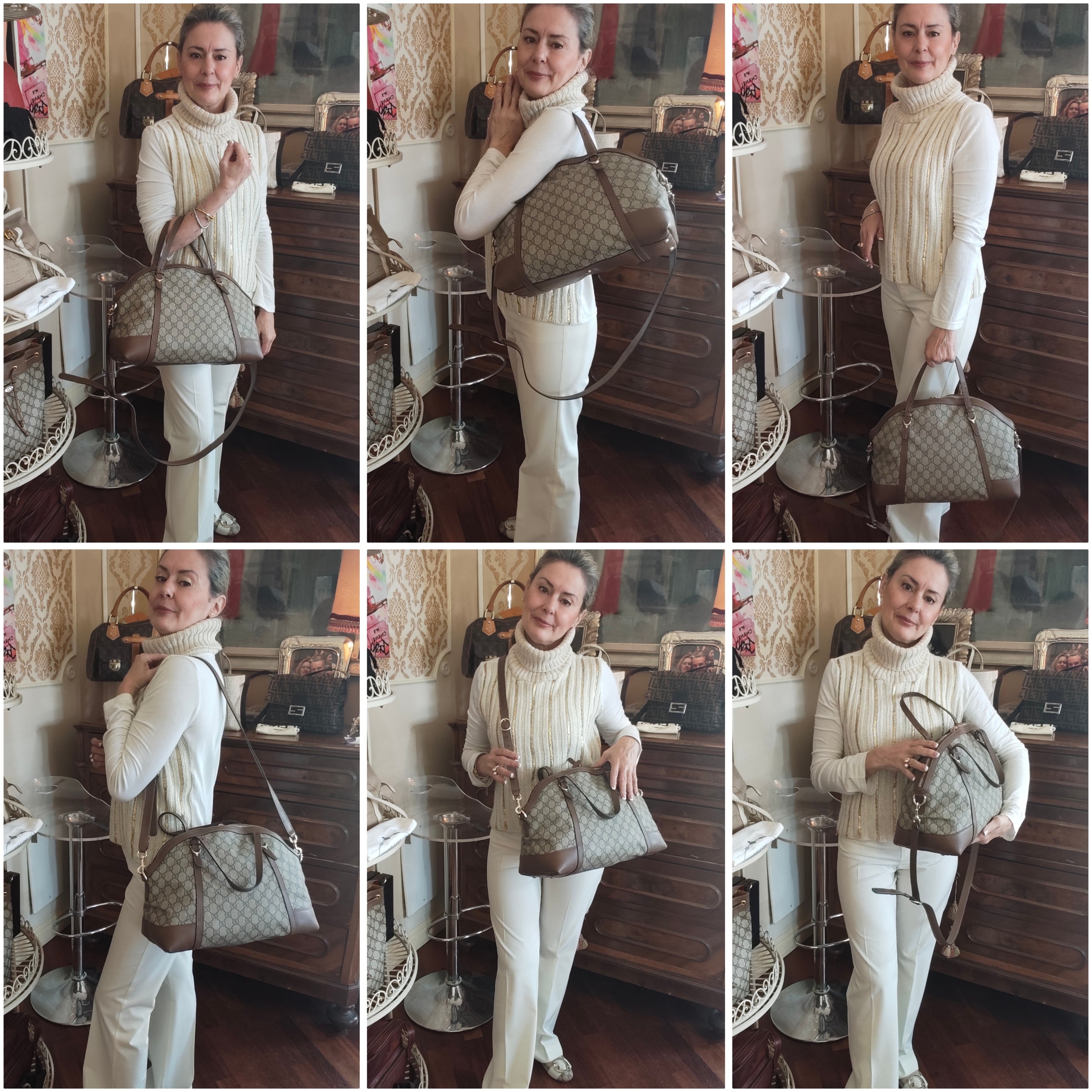 Gucci - Borsa a Spalla Dome Top Handle "GG Supreme" Beige con Tracolla