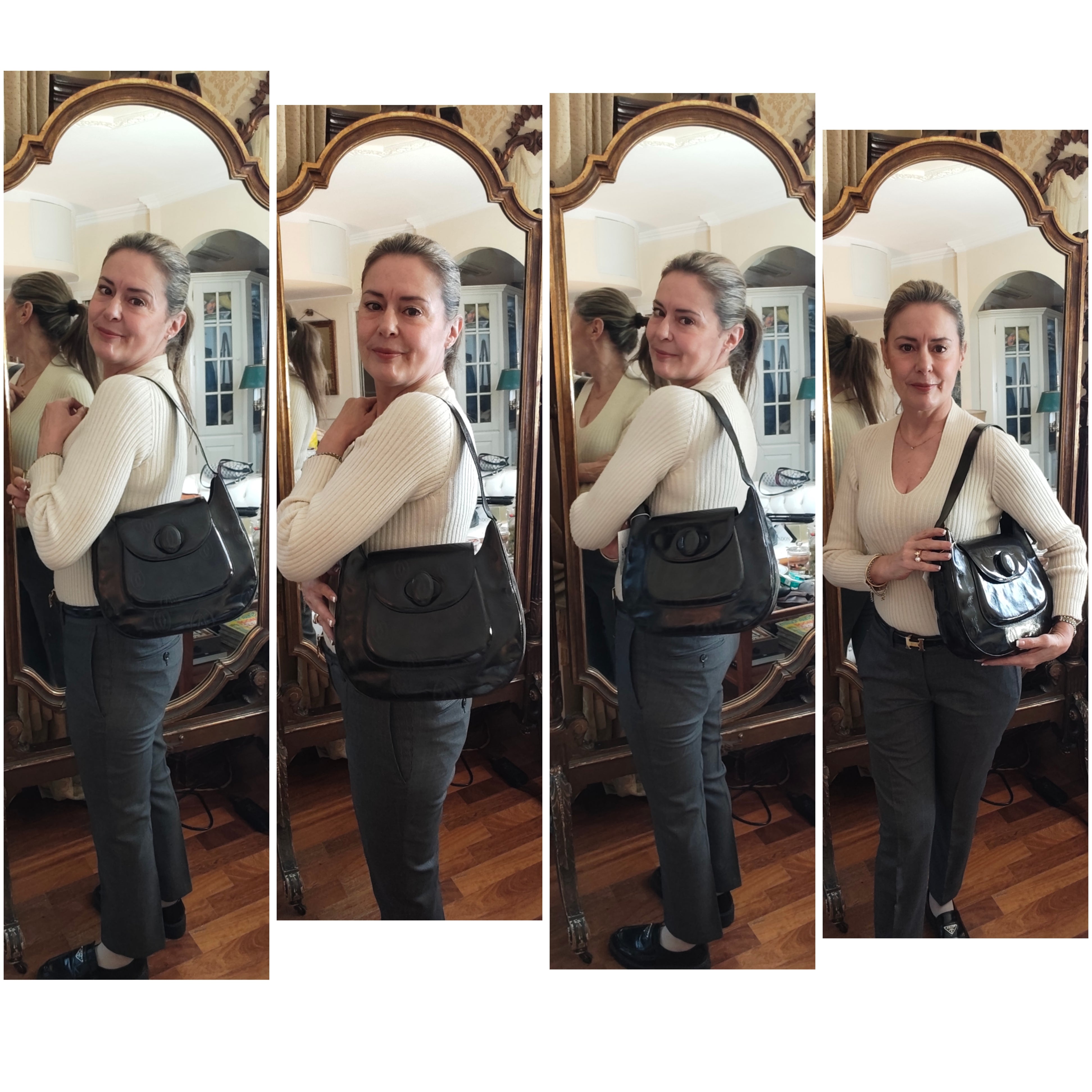 Cartier – Borsa Hobo Happy Birthday Vernice Nera Fantasia Logo