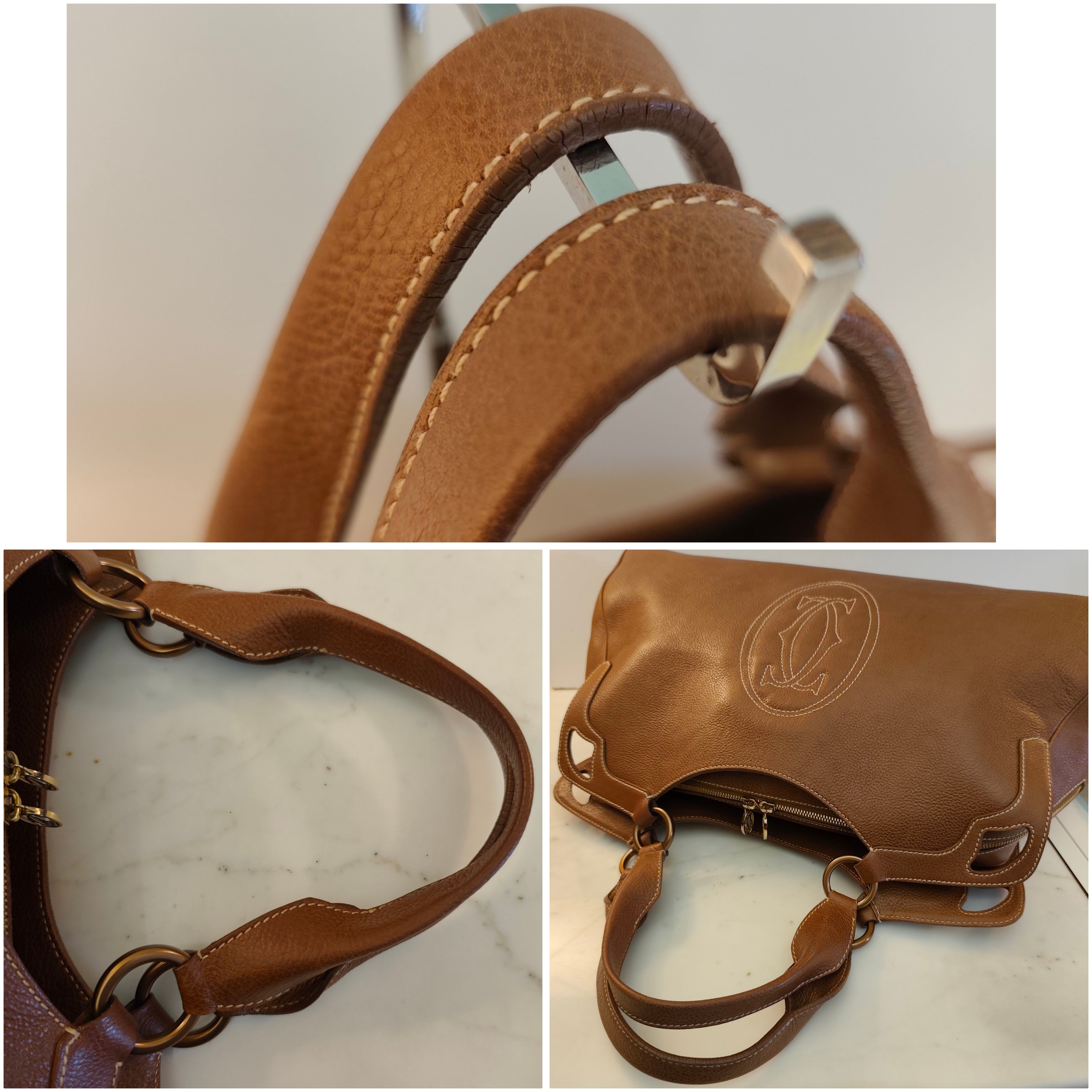 Cartier - Borsa Marcello Misura Grande Pelle Caramello