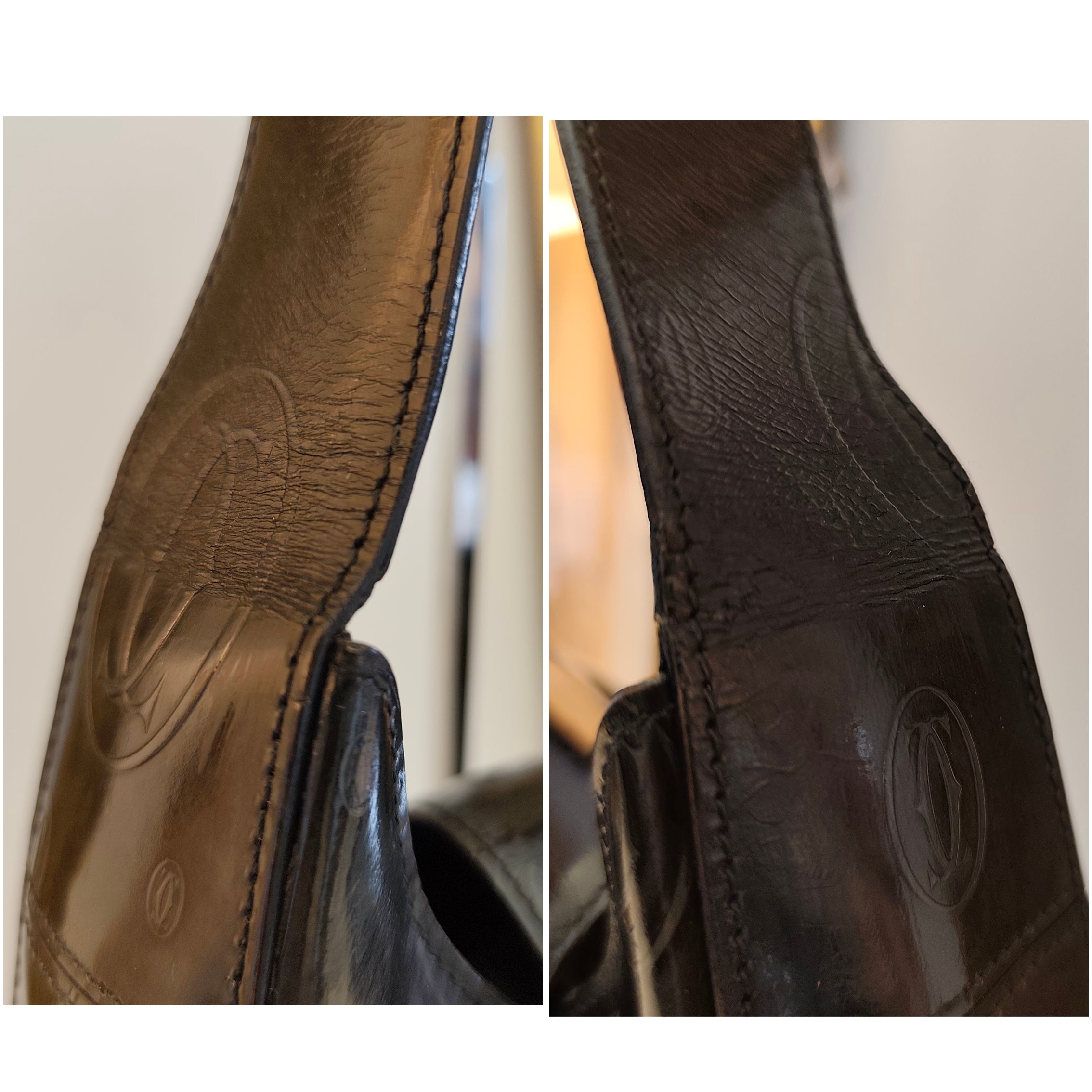 Cartier – Borsa Hobo Happy Birthday Vernice Nera Fantasia Logo