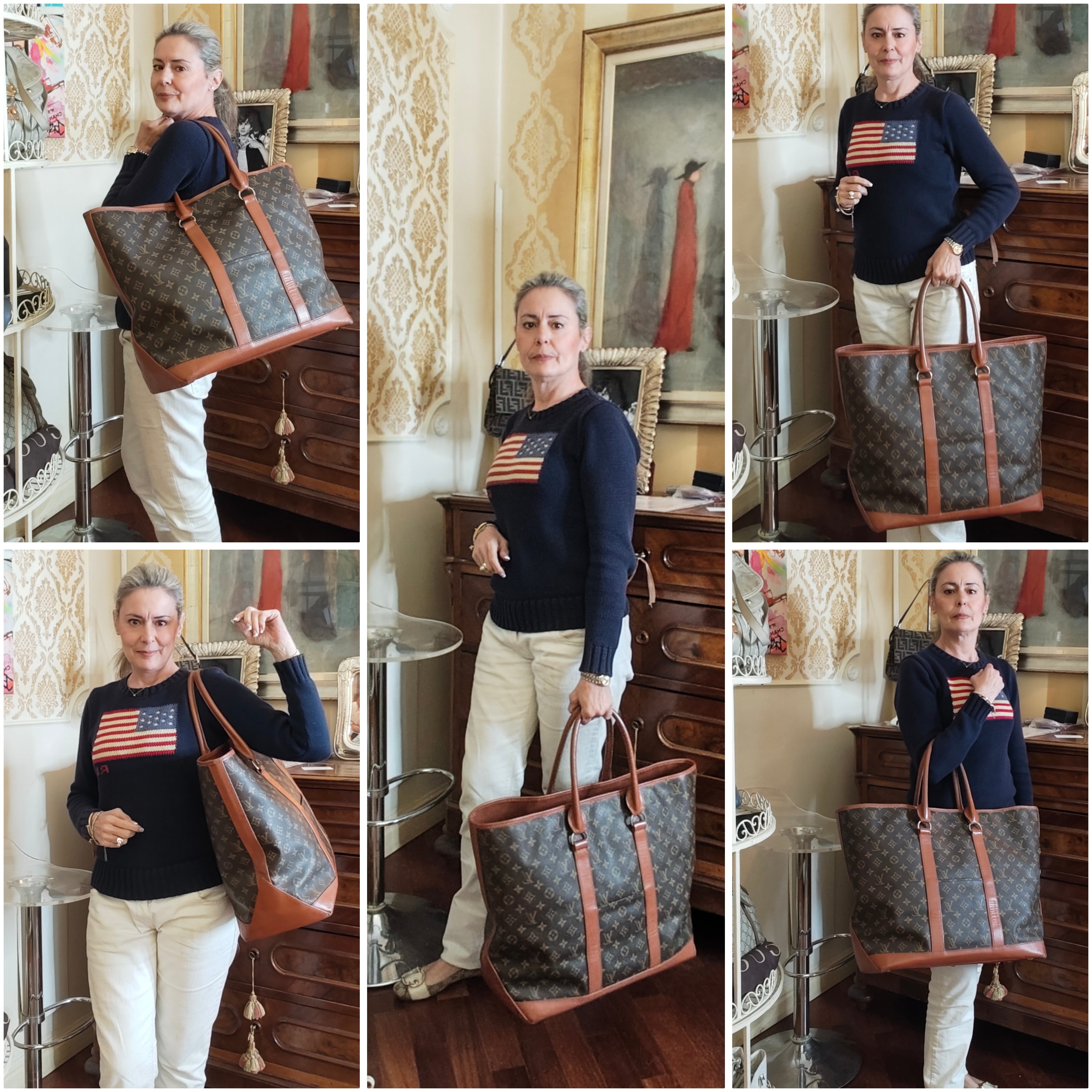 Louis Vuitton - Sac Weekend XL Monogram in Canvas e Pelle Vintage