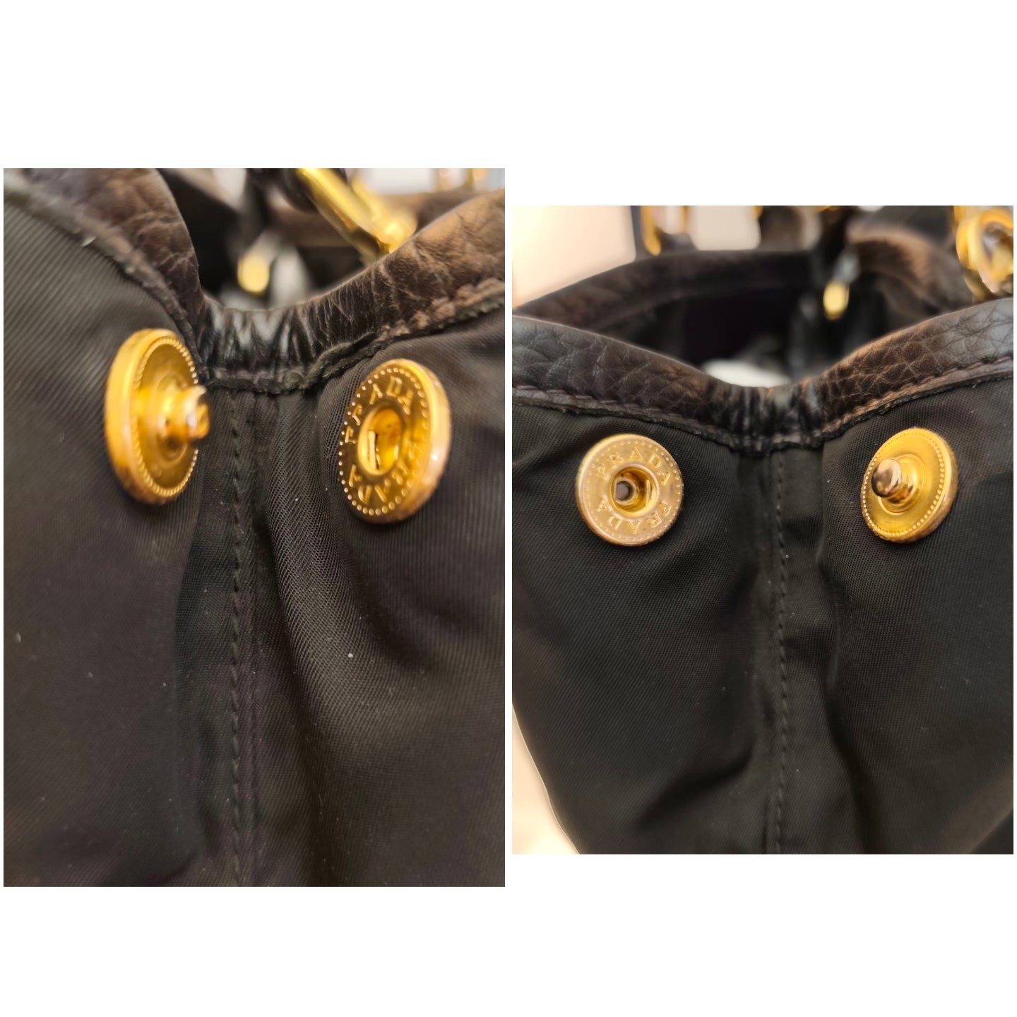 Prada - Tote Shopper in Nylon e Pelle Nera con Tracolla e Fasce in Pelle