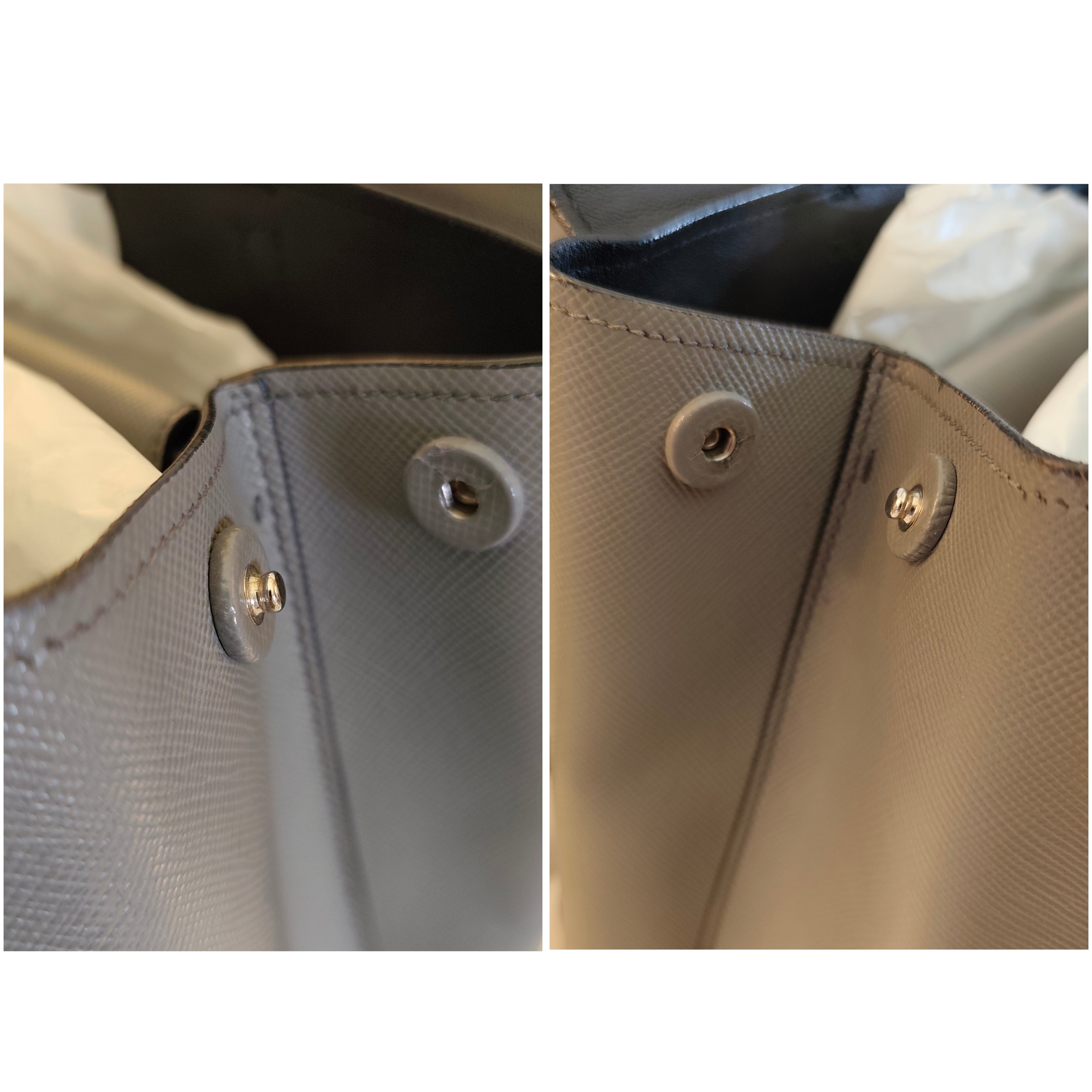 Prada - Borsa Cartella "Double Satchel" Donna in Pelle Saffiano Grigio - Full Set