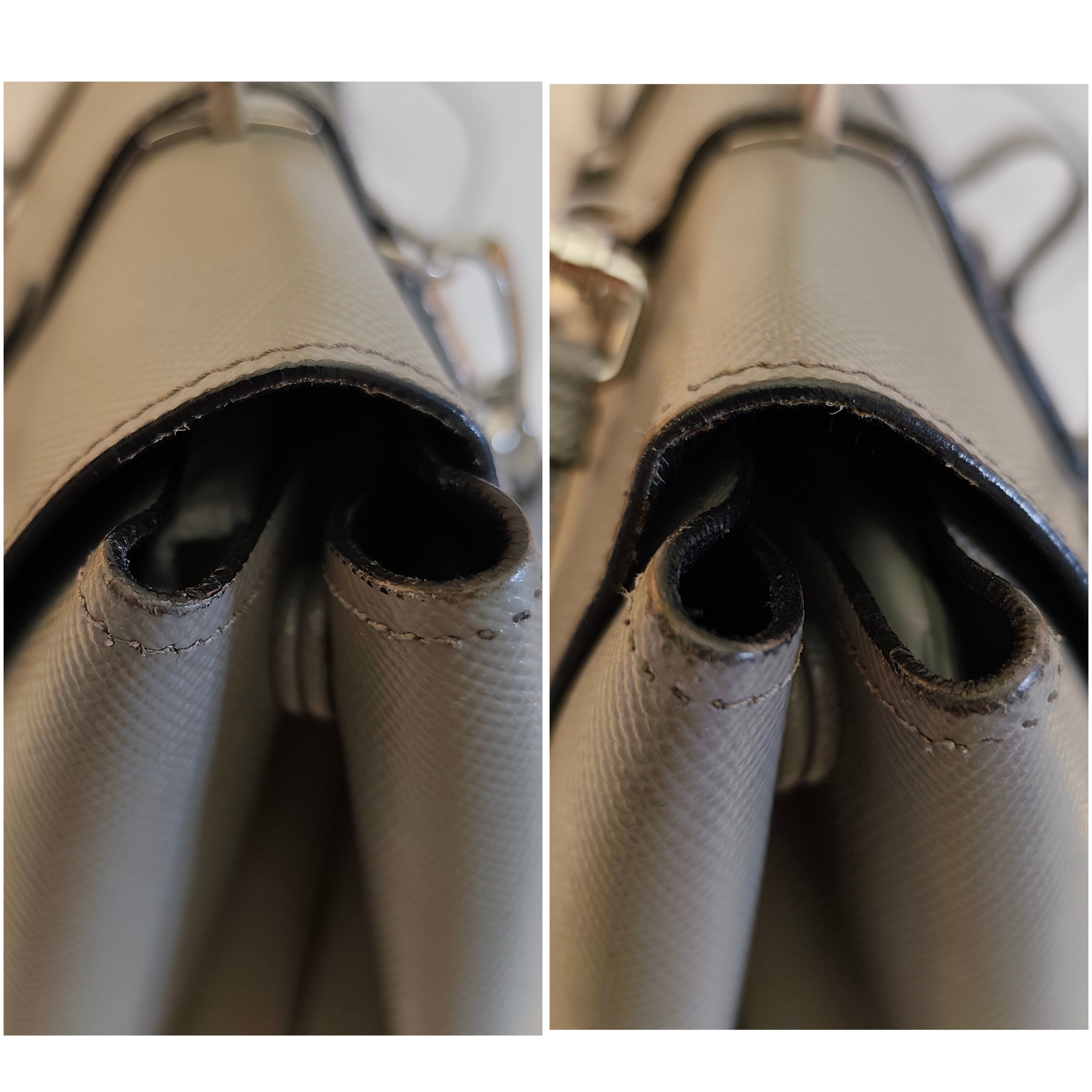 Prada - Borsa Cartella "Double Satchel" Donna in Pelle Saffiano Grigio - Full Set