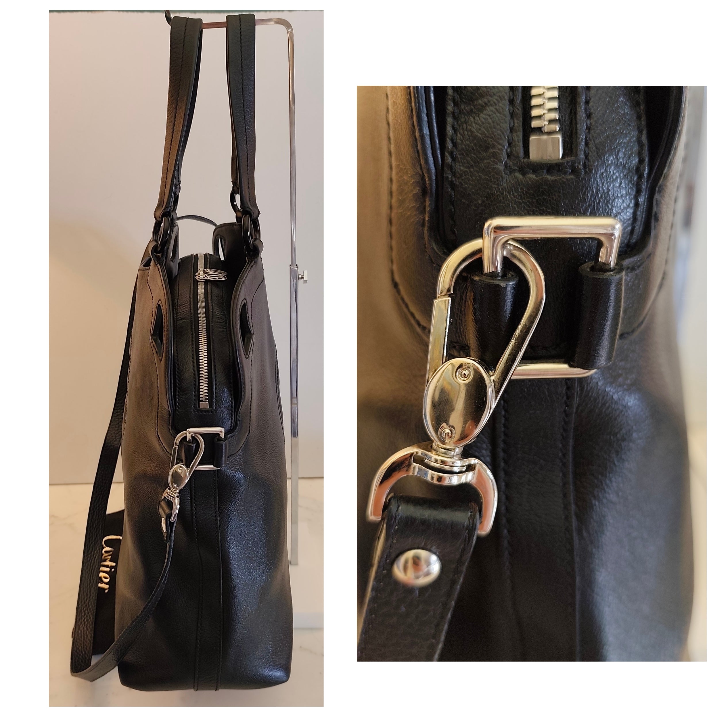 Cartier - Marcello Borsa in Pelle Nera Double Face con Tracolla