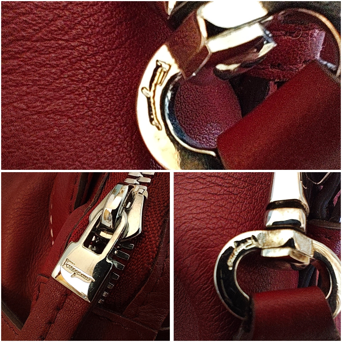 SALVATORE FERRAGAMO – Borsa a Mano in Pelle Bordeaux con Tracolla