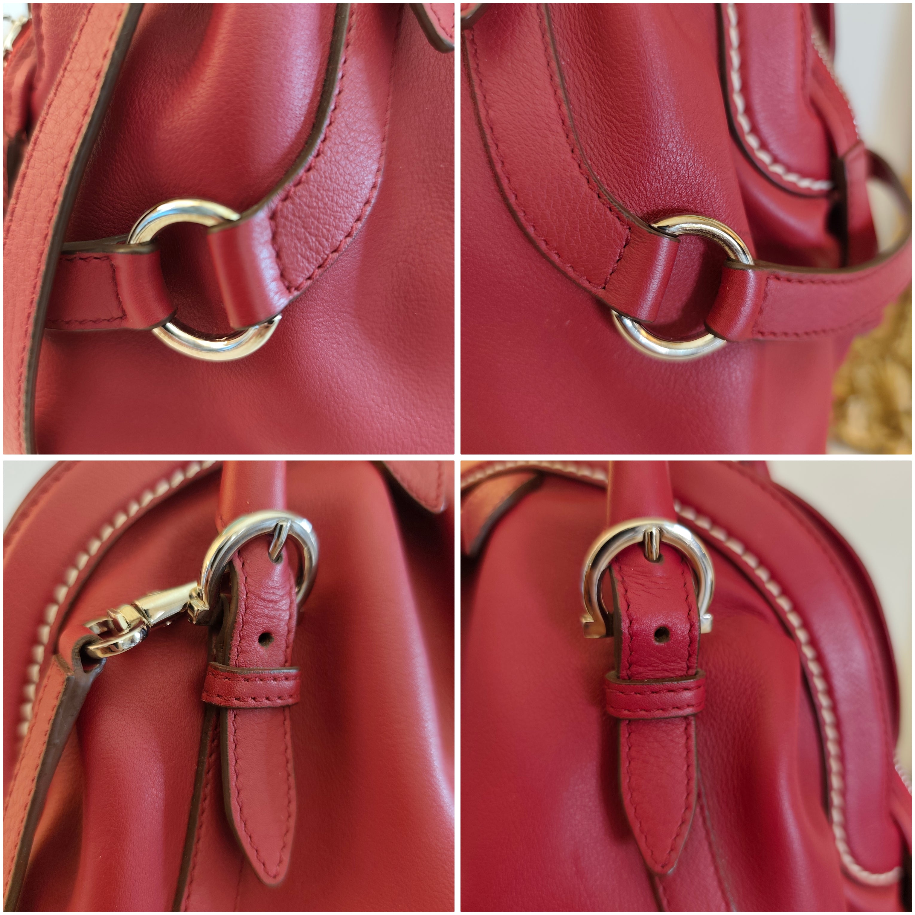 SALVATORE FERRAGAMO – Borsa a Mano in Pelle Bordeaux con Tracolla