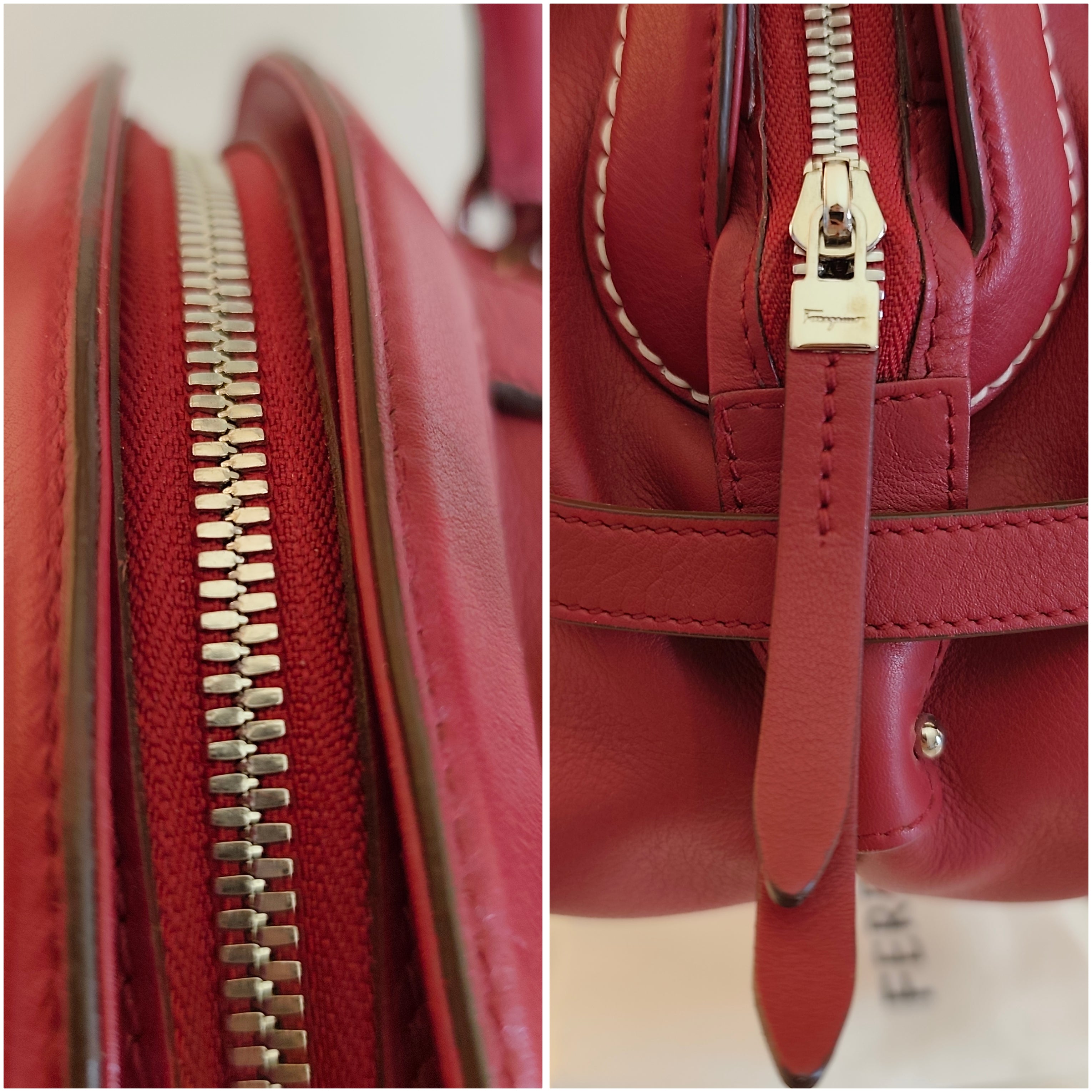 SALVATORE FERRAGAMO – Borsa a Mano in Pelle Bordeaux con Tracolla
