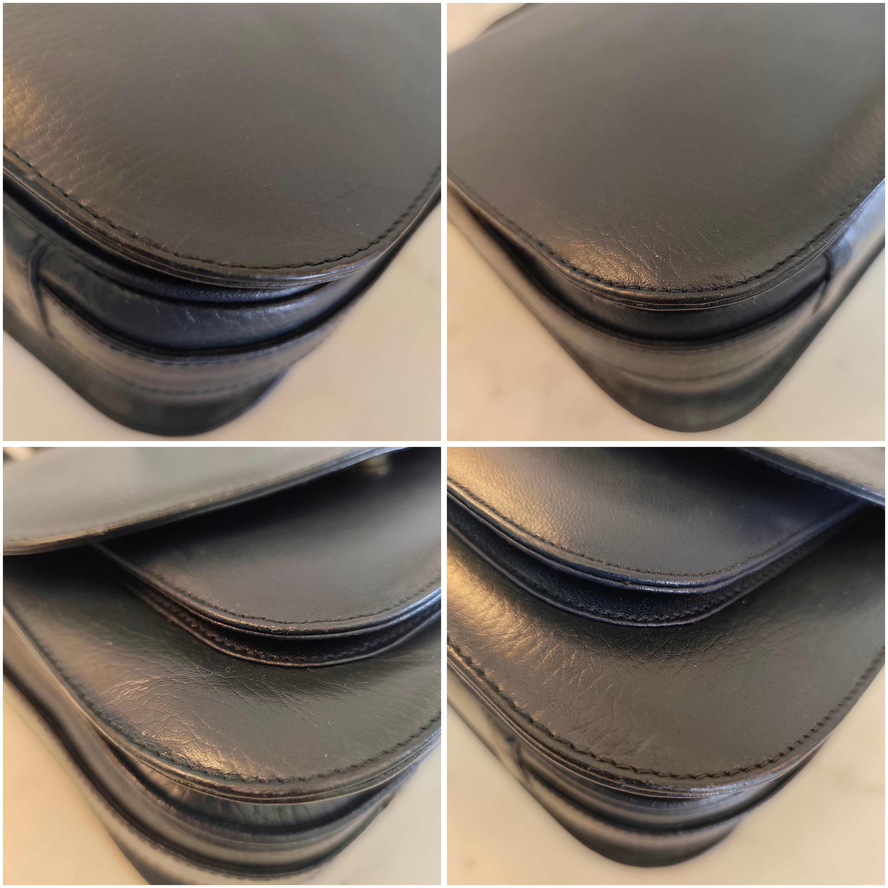 Cartier - Camera Bag a 3 Soffietti in Pelle Blu Vintage