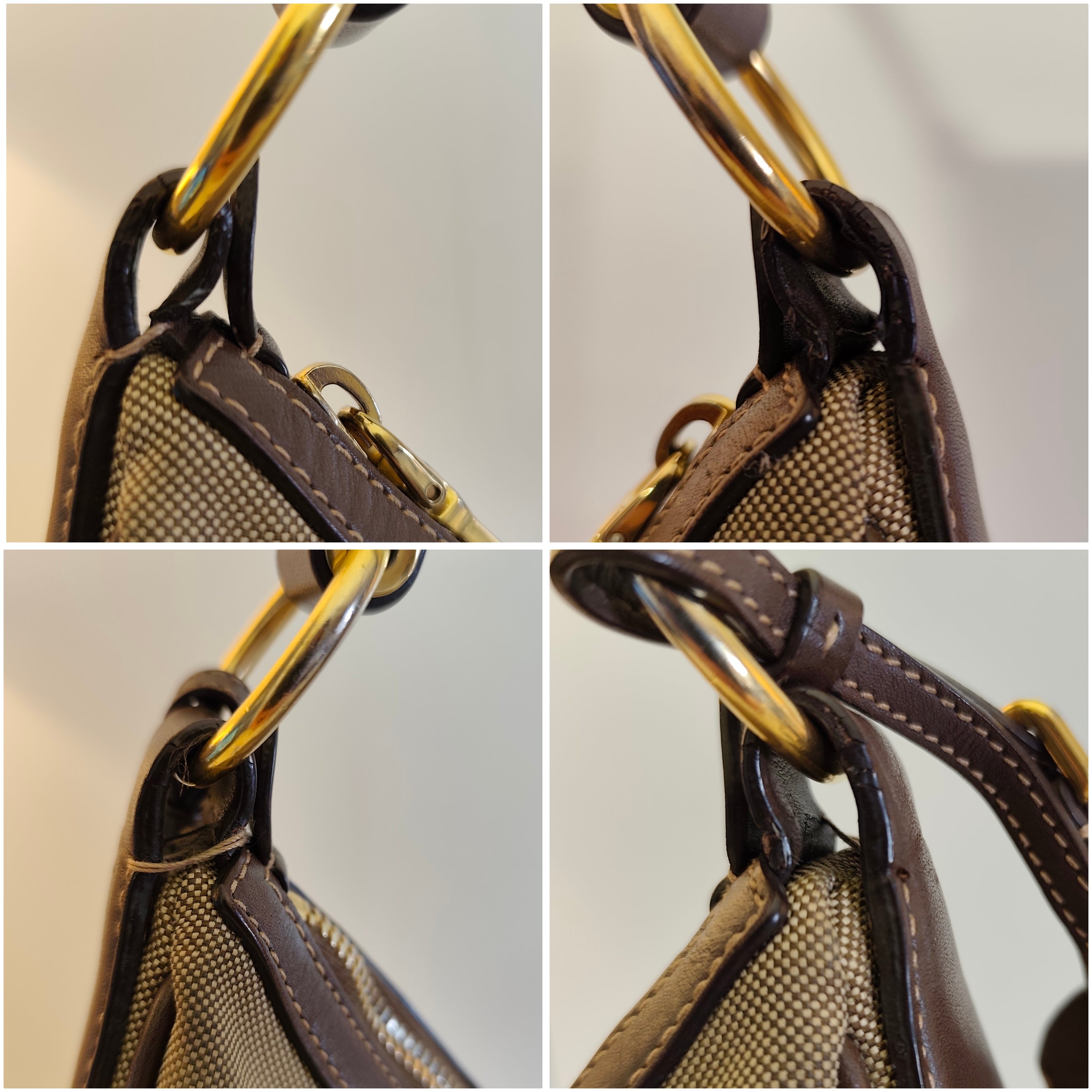 Prada – Borsa Hobo a Spalla Logo Jacquard in Canapa Beige e Pelle Marrone