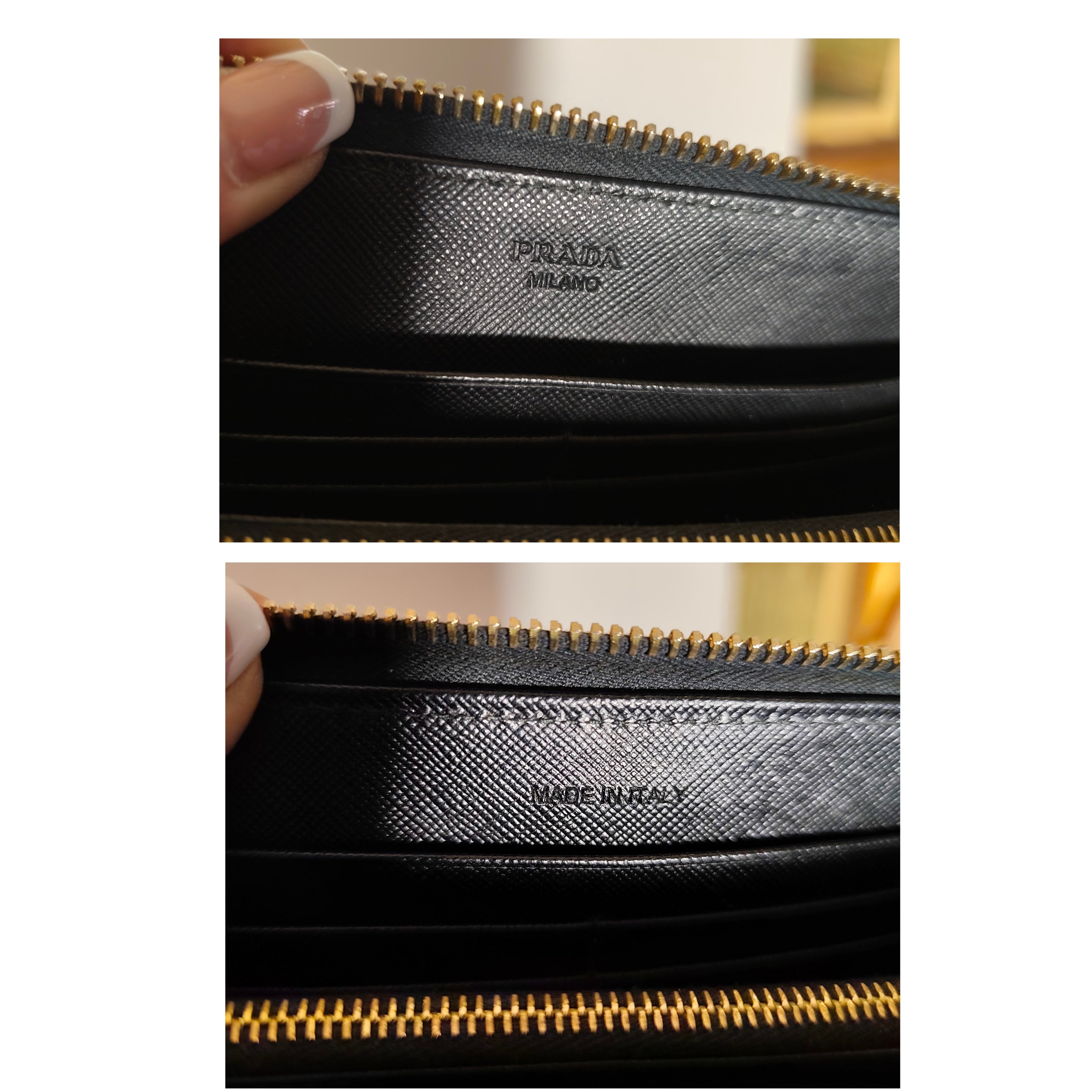 Prada – Portafoglio Continental Zip All-Around in Saffiano Nero