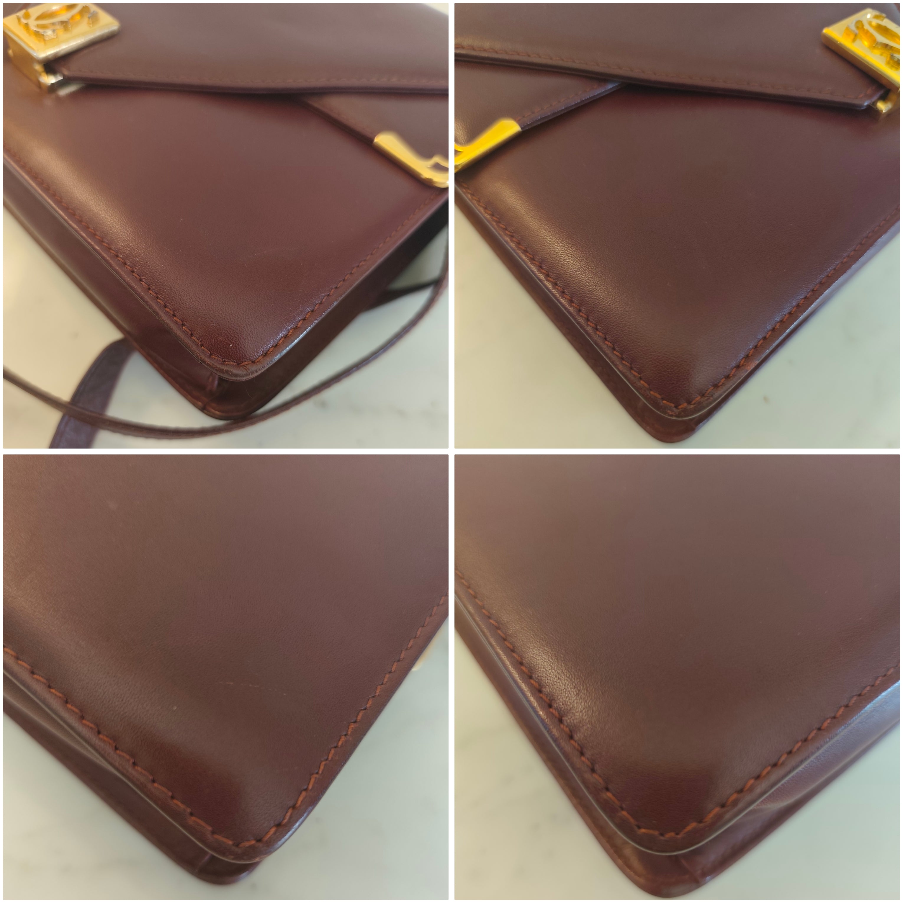 Cartier – Borsa Double Flap in Pelle Bordeaux Vintage