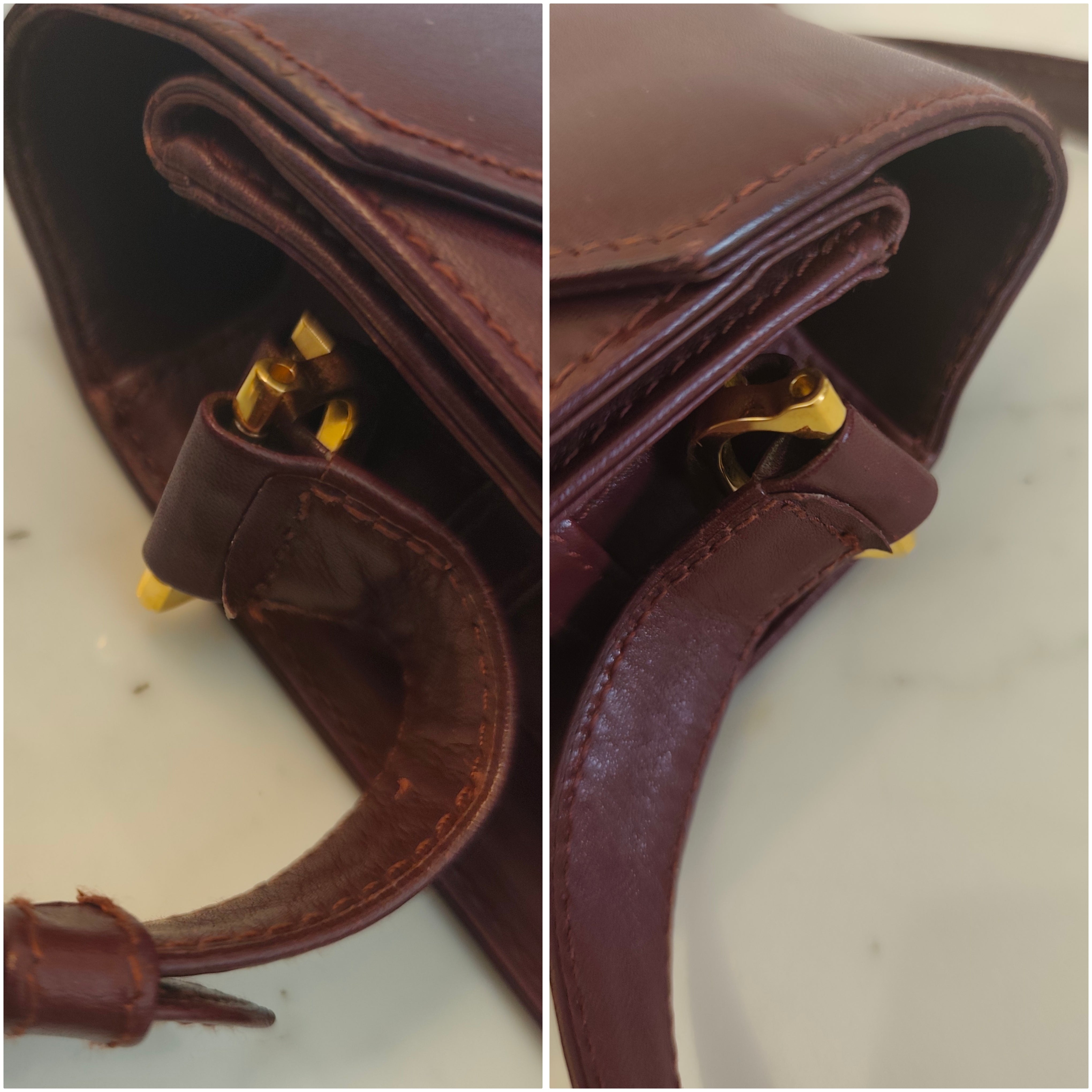 Cartier – Borsa Double Flap in Pelle Bordeaux Vintage