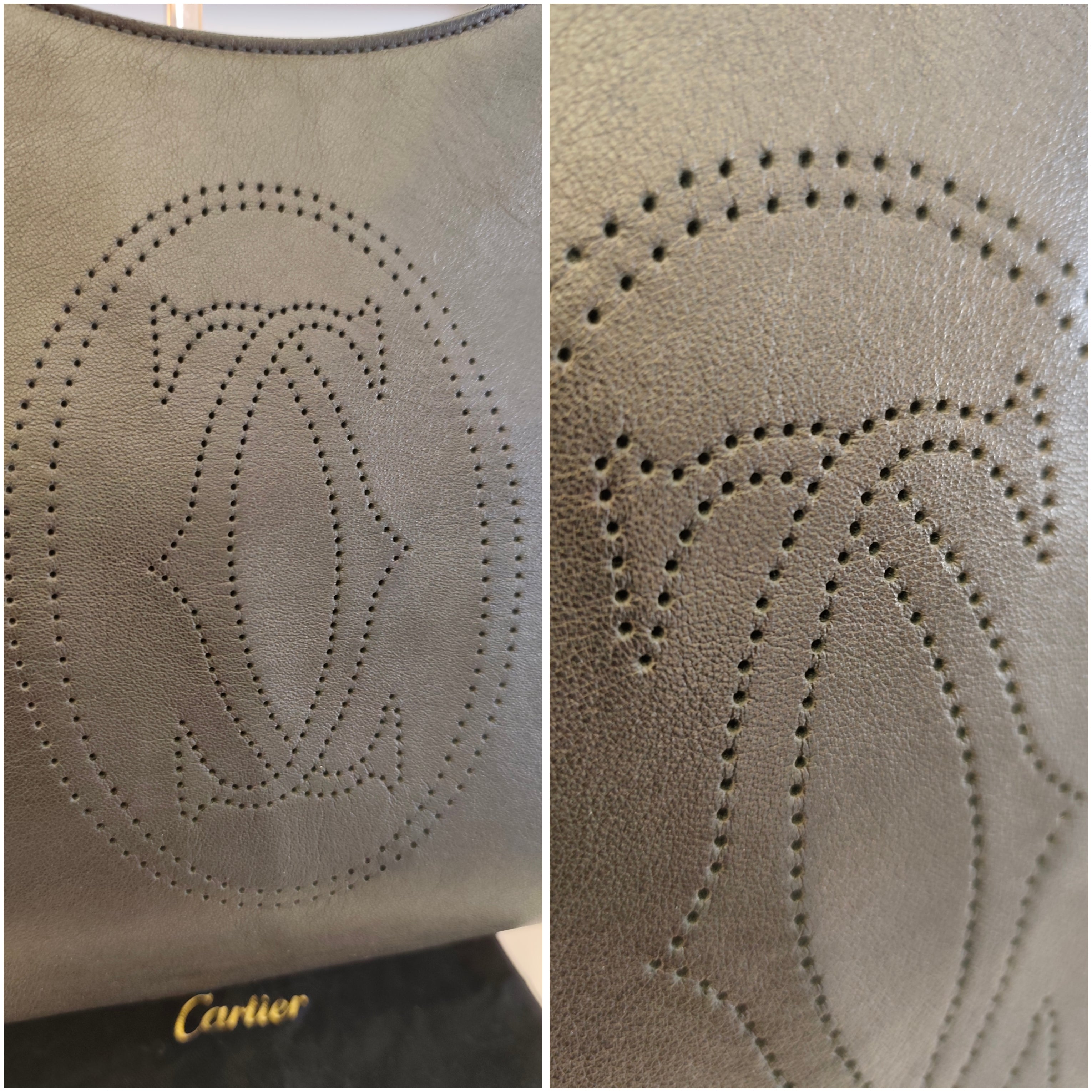 Cartier – Borsa a Spalla Marcello in Pelle Nera con Inserti in Pelle Esotica