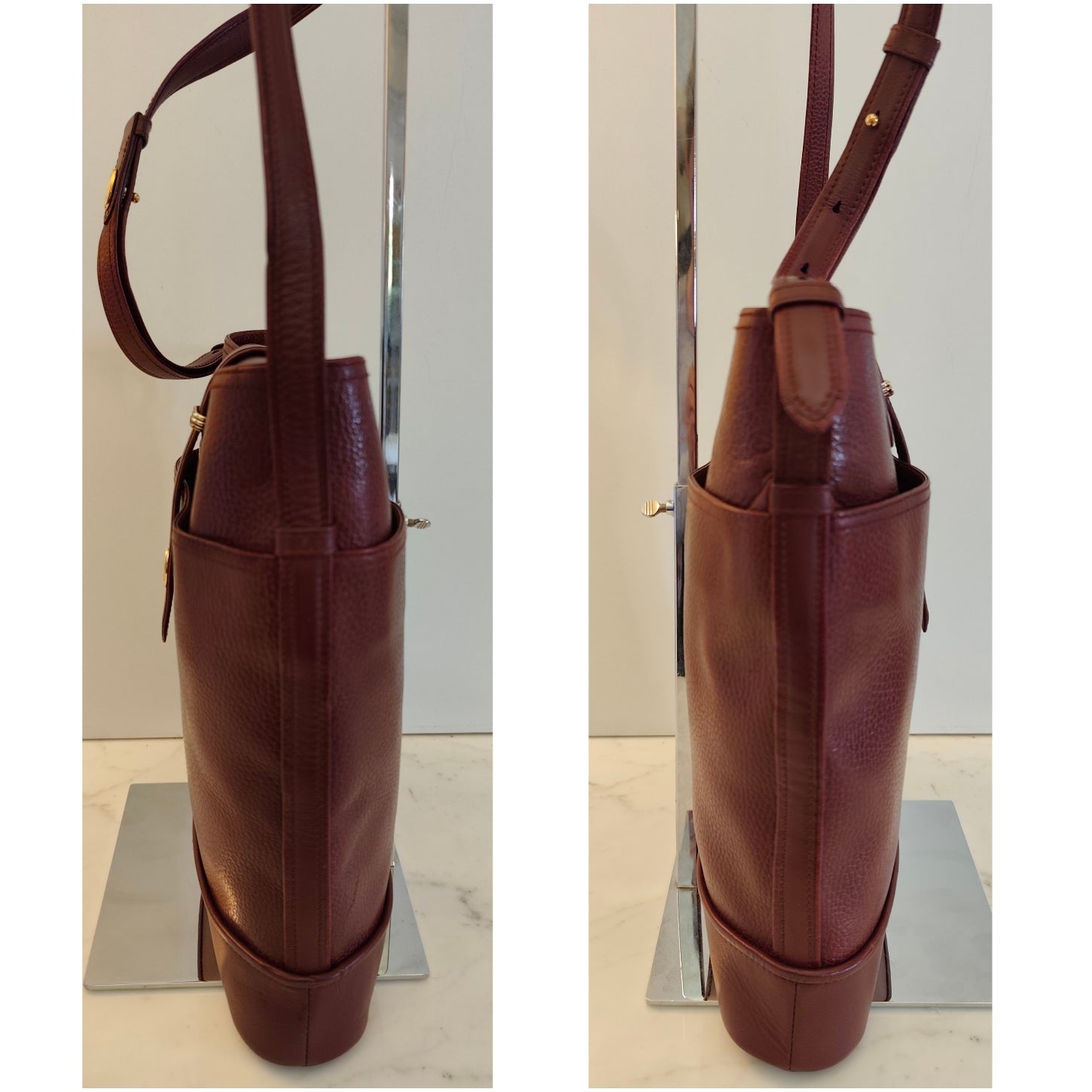 Cartier – Secchiello Ovale in Doppia Pelle Bordeaux Vintage