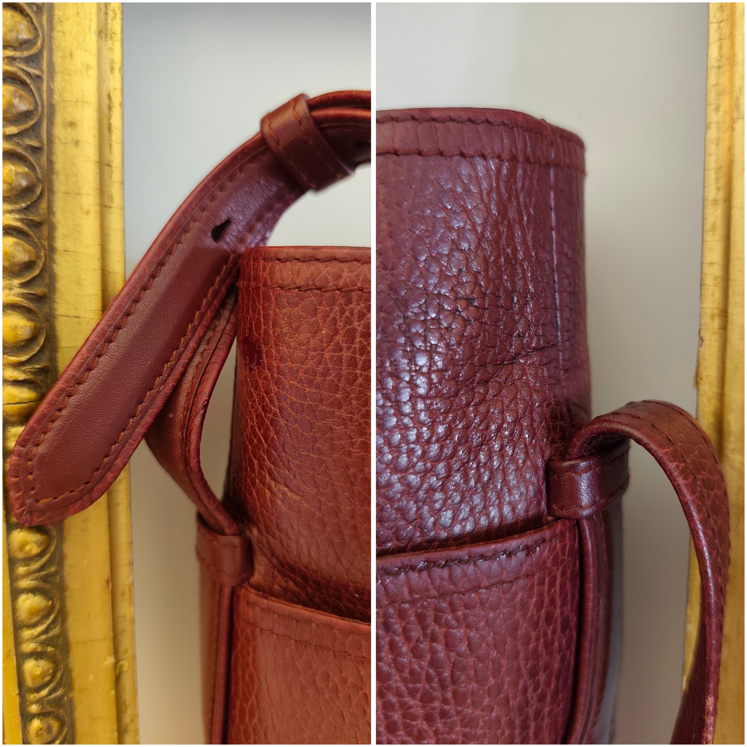 Cartier – Secchiello Ovale in Doppia Pelle Bordeaux Vintage
