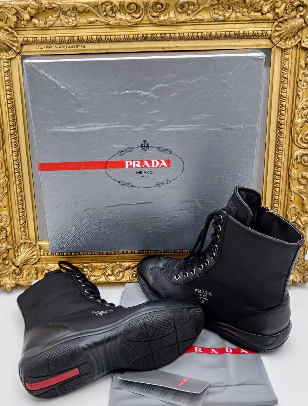 Prada – Stivaletti Sneakers Nappa e Gabardine Tech Nere Full Set
