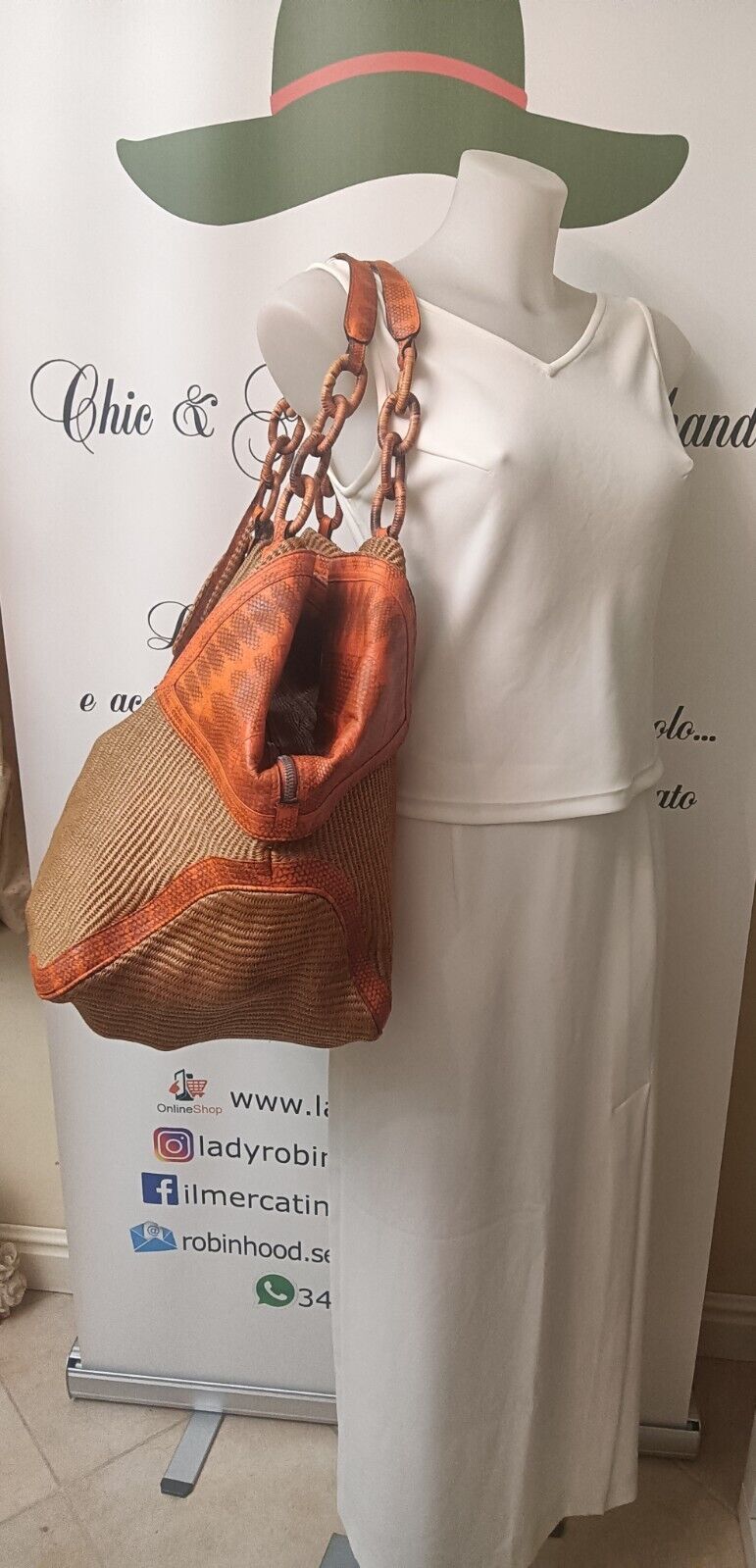 Ferragamo Salvatore - Borsa Shopper gigante in Rafia e vero Rettile