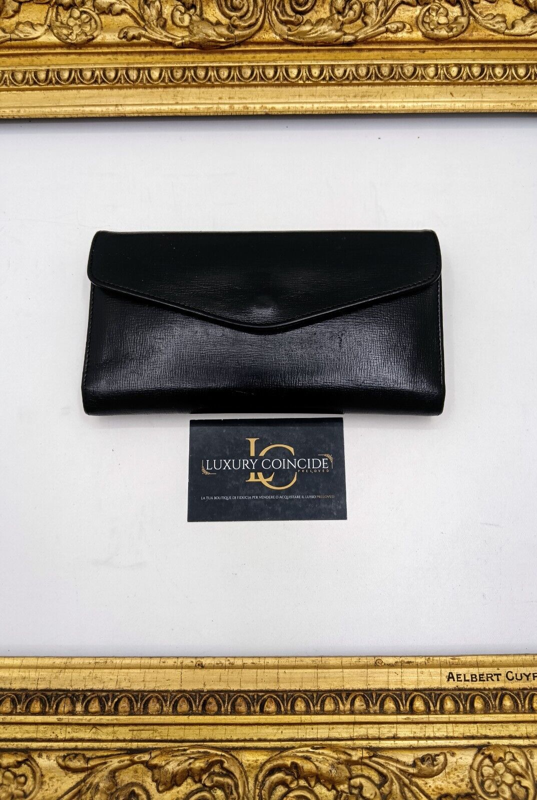 Valextra – Portafoglio Continental Donna Pelle Nera Vintage