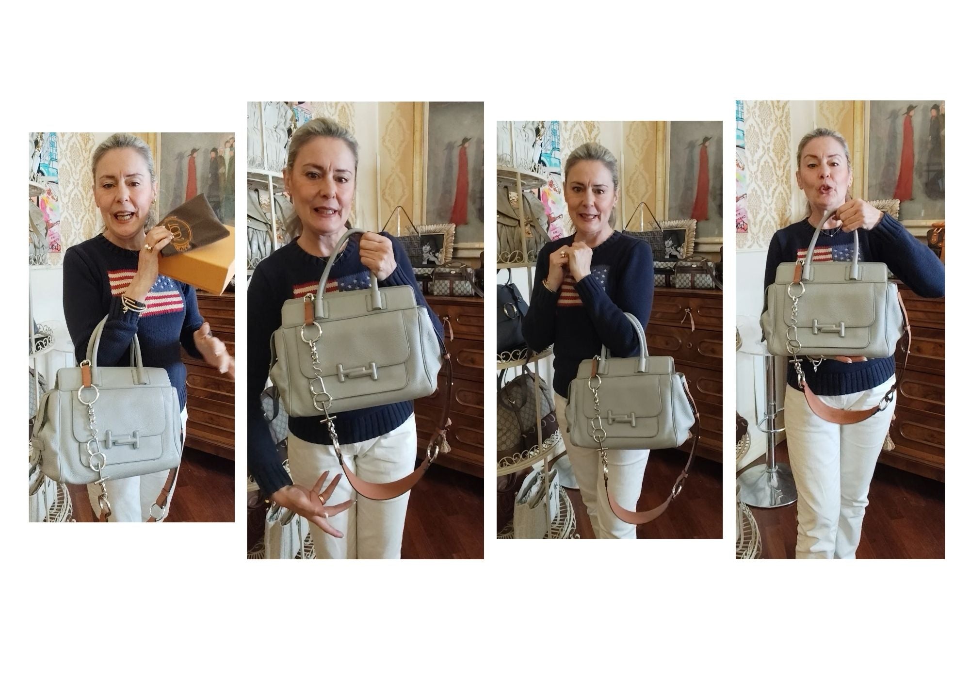 Tod’s – Borsa “Double T” Pelle Azzurro Polvere