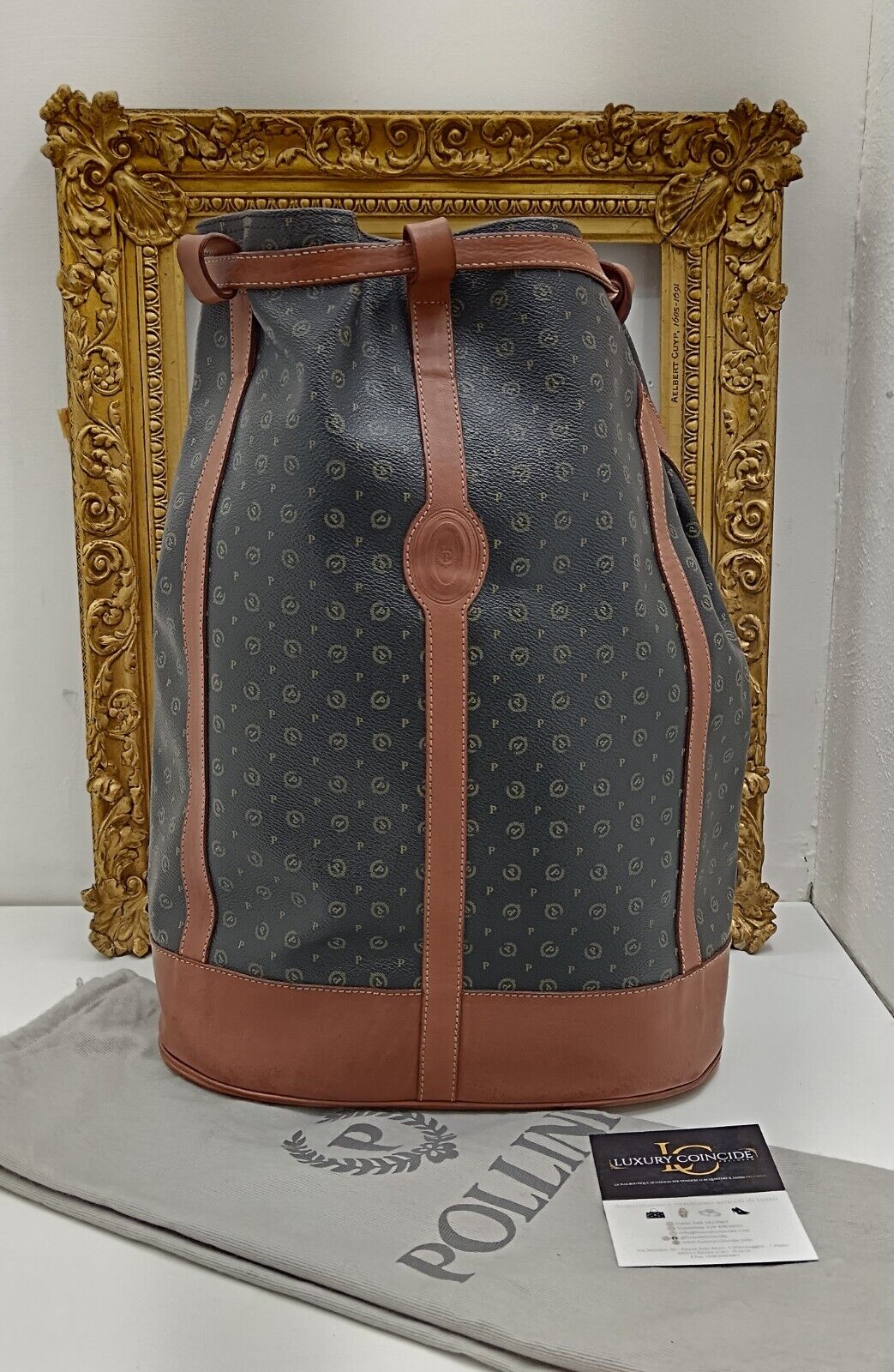 Pollini – Zaino Secchiello a Spalla Misura Gigante Pelle Monogram Vintage