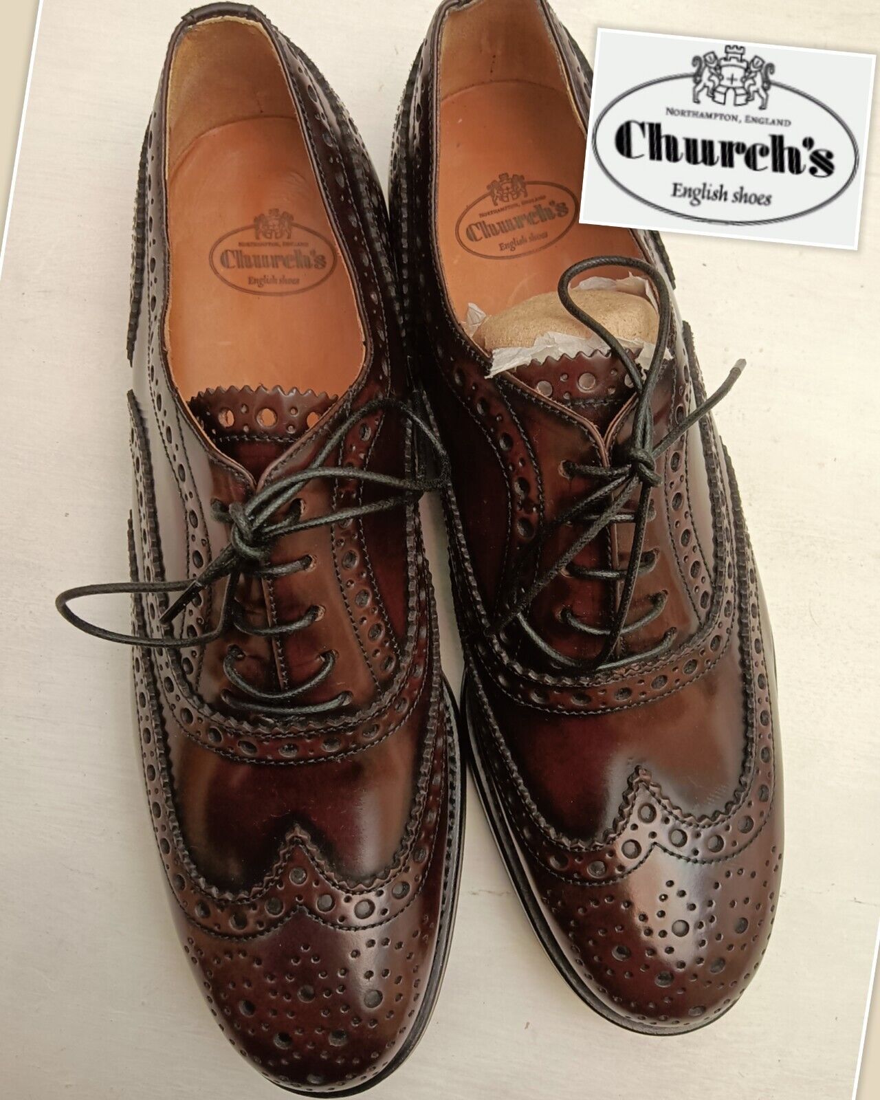 Church’s – Mocassini Donna Burwood WG Oxford Brogue Stringate in Pelle Burgundy