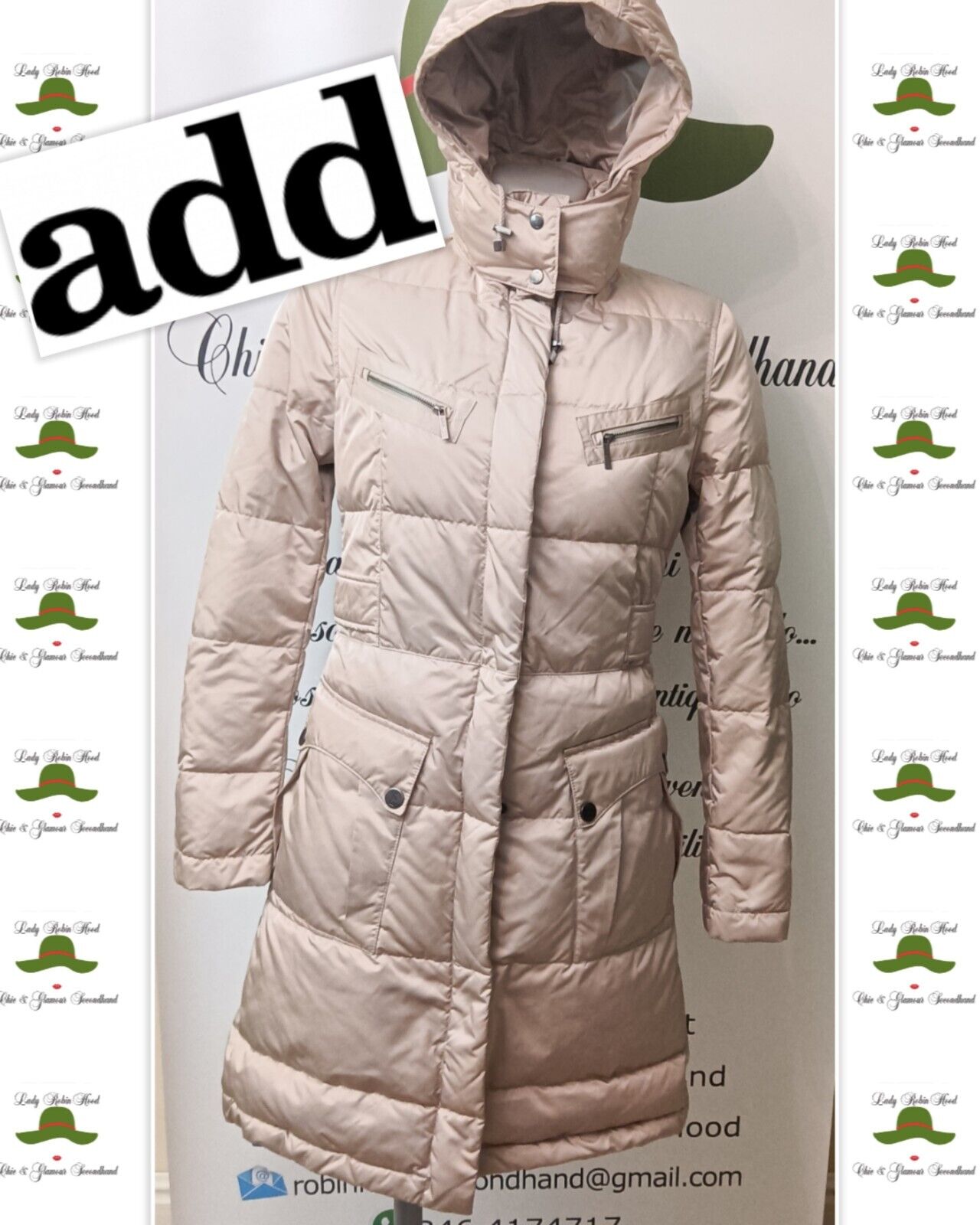 Add – Piumino Imbottito Donna con Martingala e cappuccio