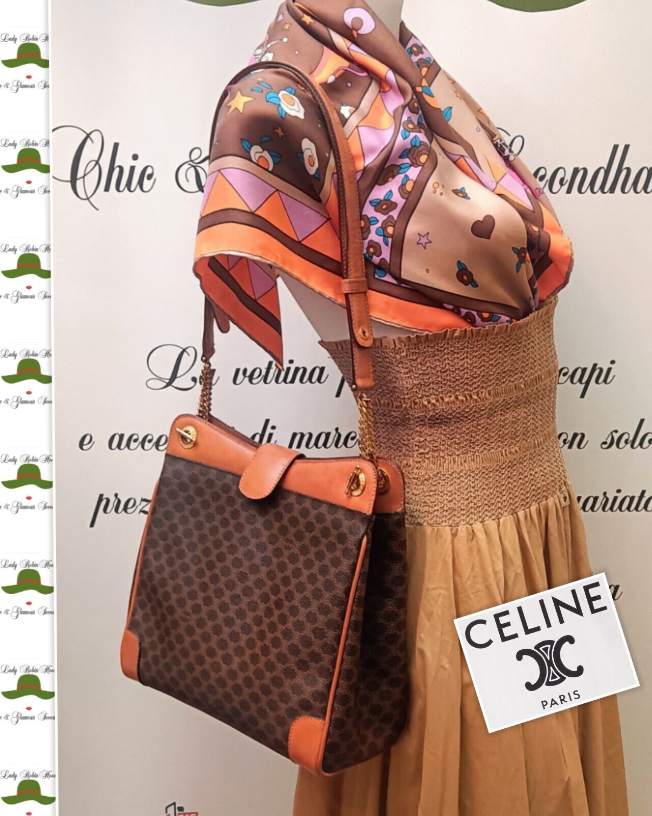 Celine - Tote Bag Macadam Pelle con Tracolla regolabile