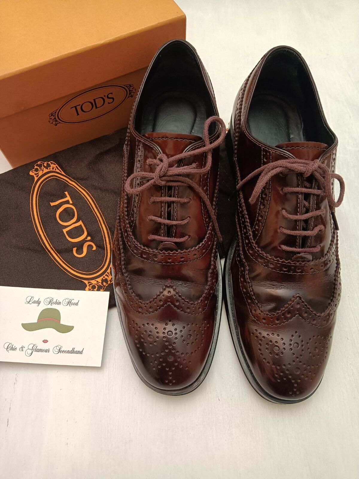 Tod’s - Scarpe Stringate Oxford Donna Pelle Bordeaux
