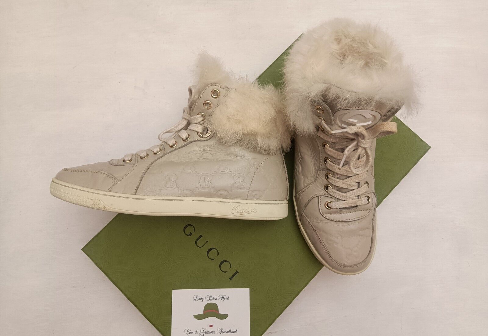 Gucci – Sneakers "Coda" Alte Pelle Guccissima Bordi in Pelliccia