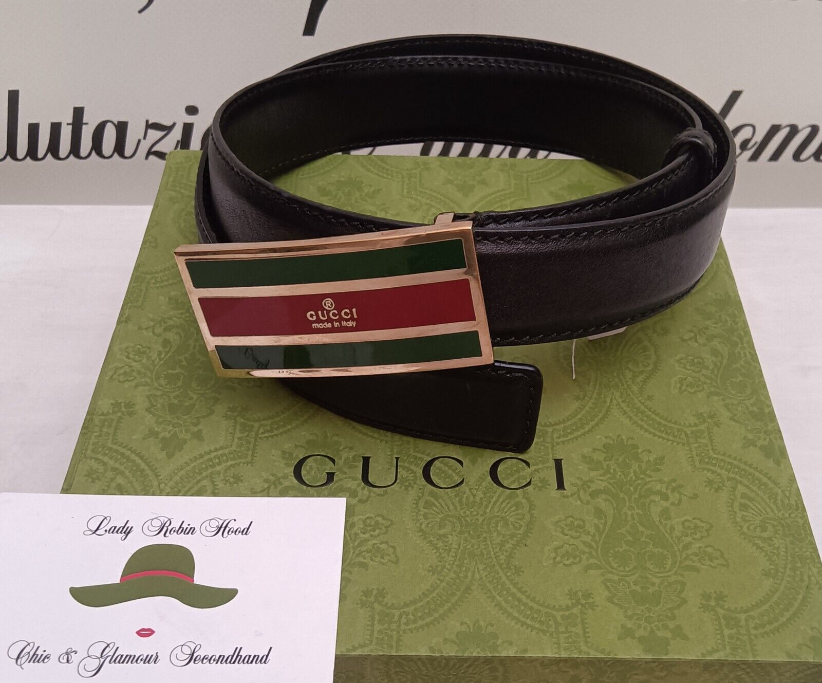Gucci – Cintura in Pelle Nera con Fibbia Web