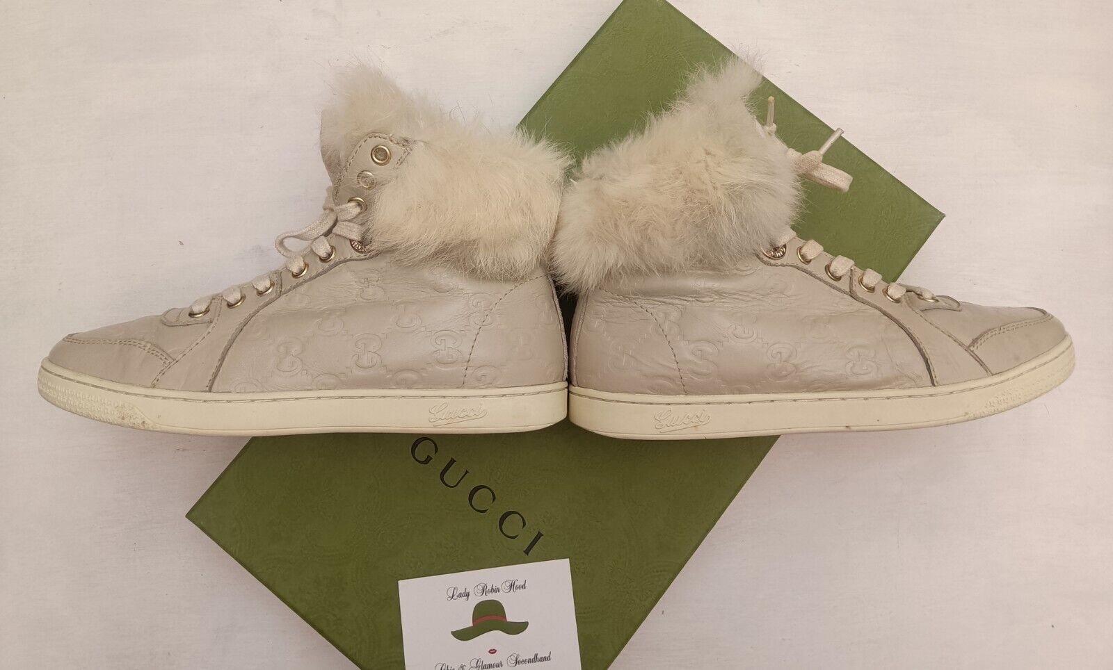 Gucci – Sneakers "Coda" Alte Pelle Guccissima Bordi in Pelliccia
