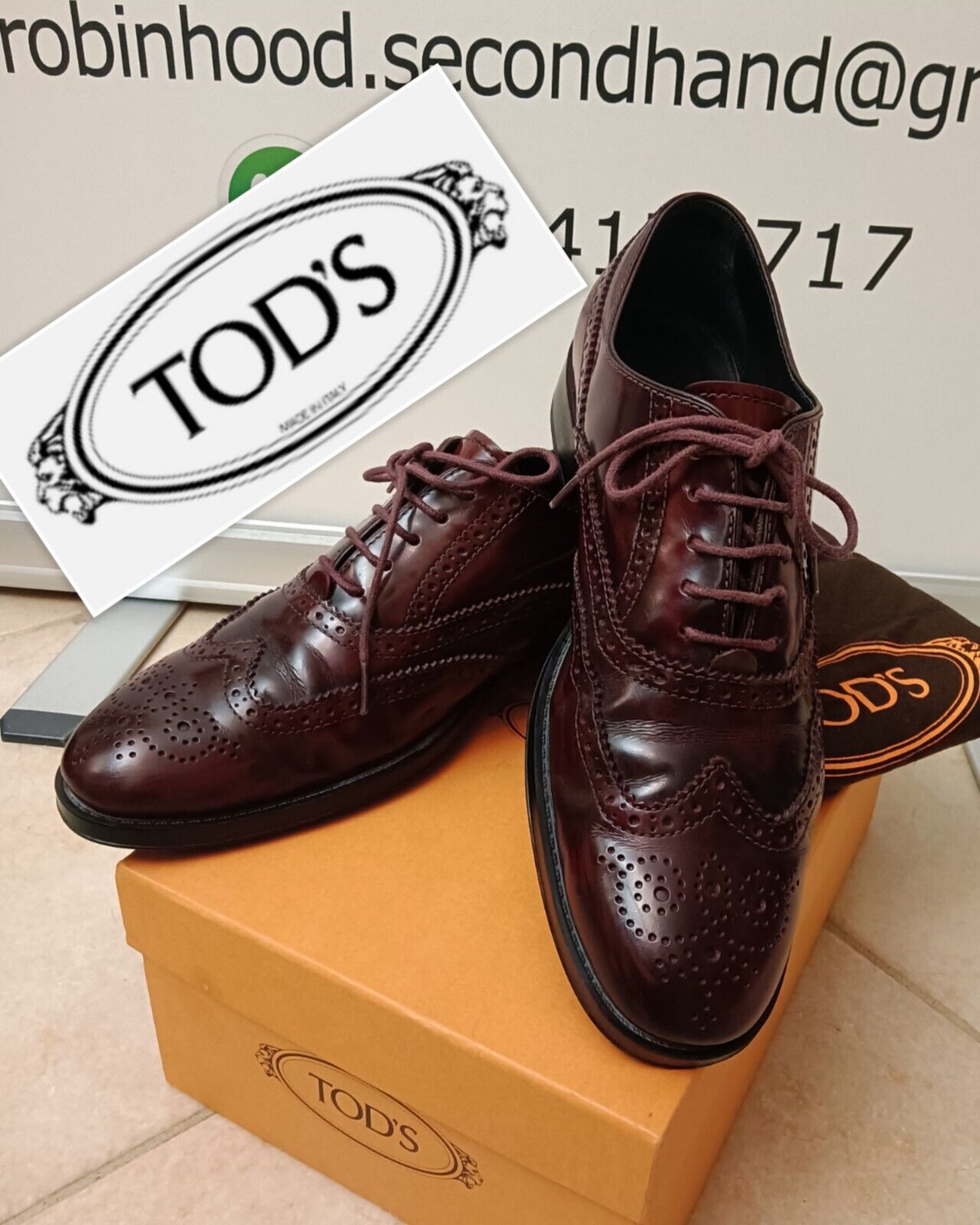 Tod’s - Scarpe Stringate Oxford Donna Pelle Bordeaux