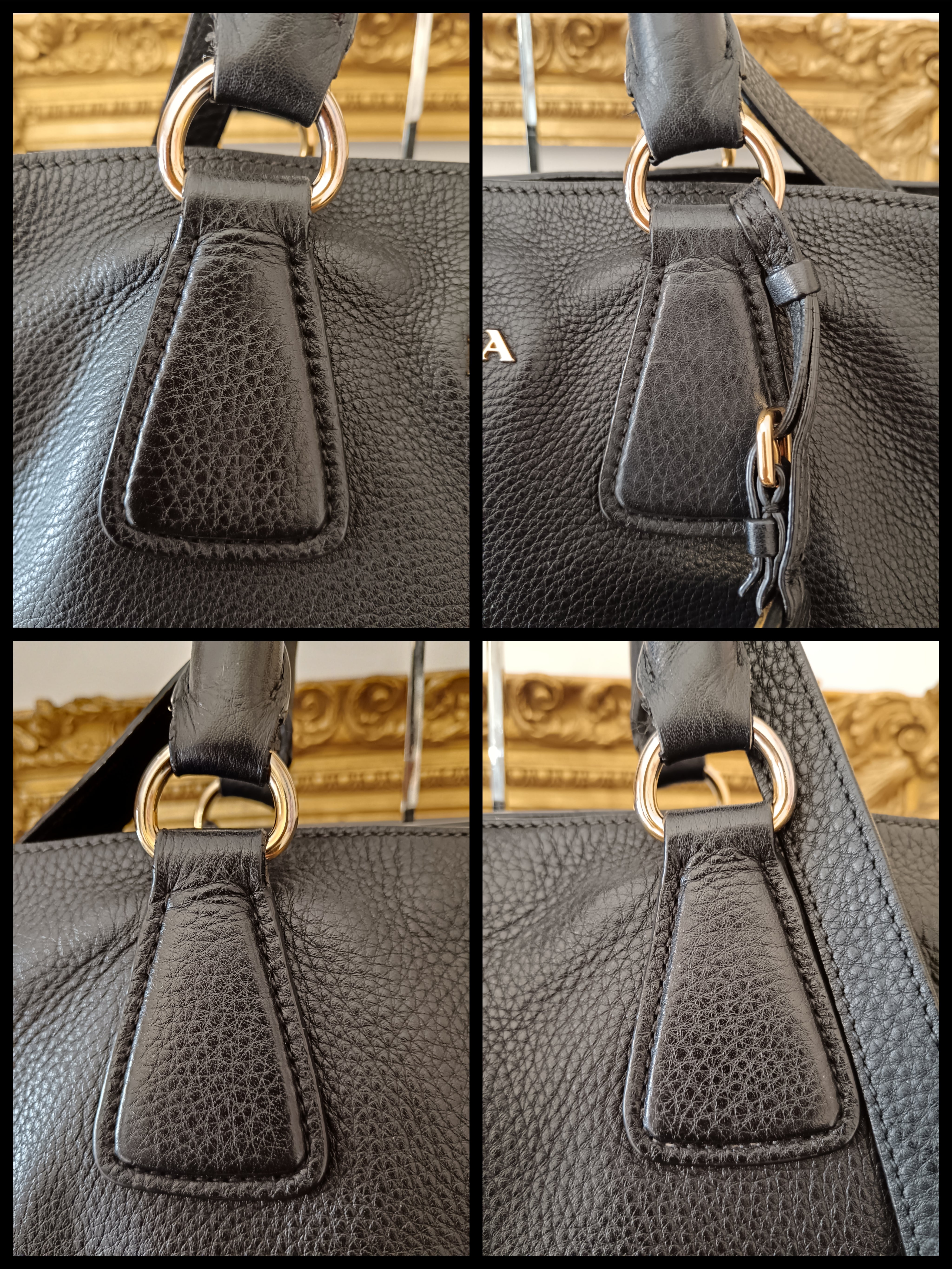 Prada - Shopper Espandibile in Pelle Martellata Nera