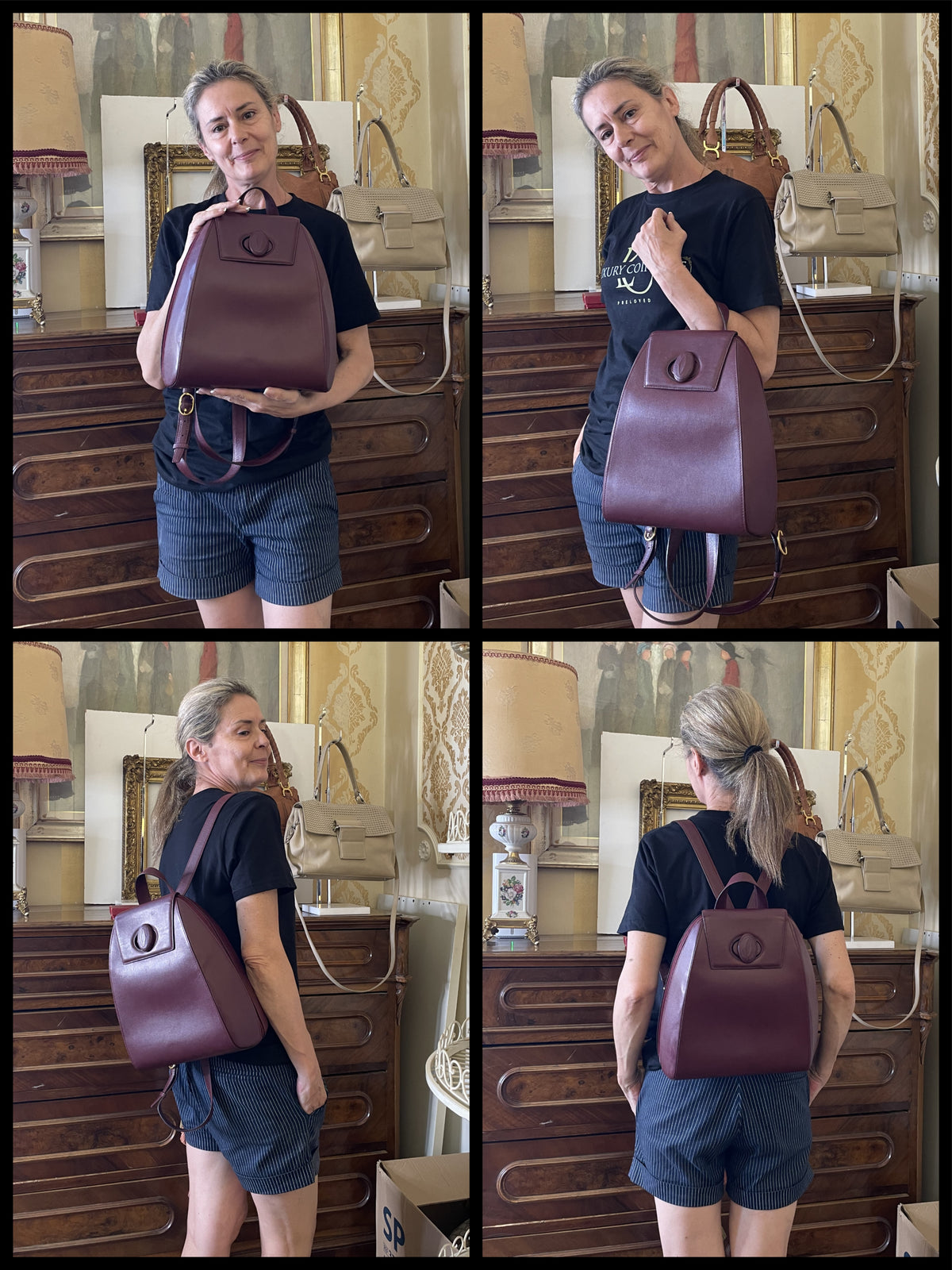 Cartier - Zaino Con Chiusura Girello Pelle Bordeaux