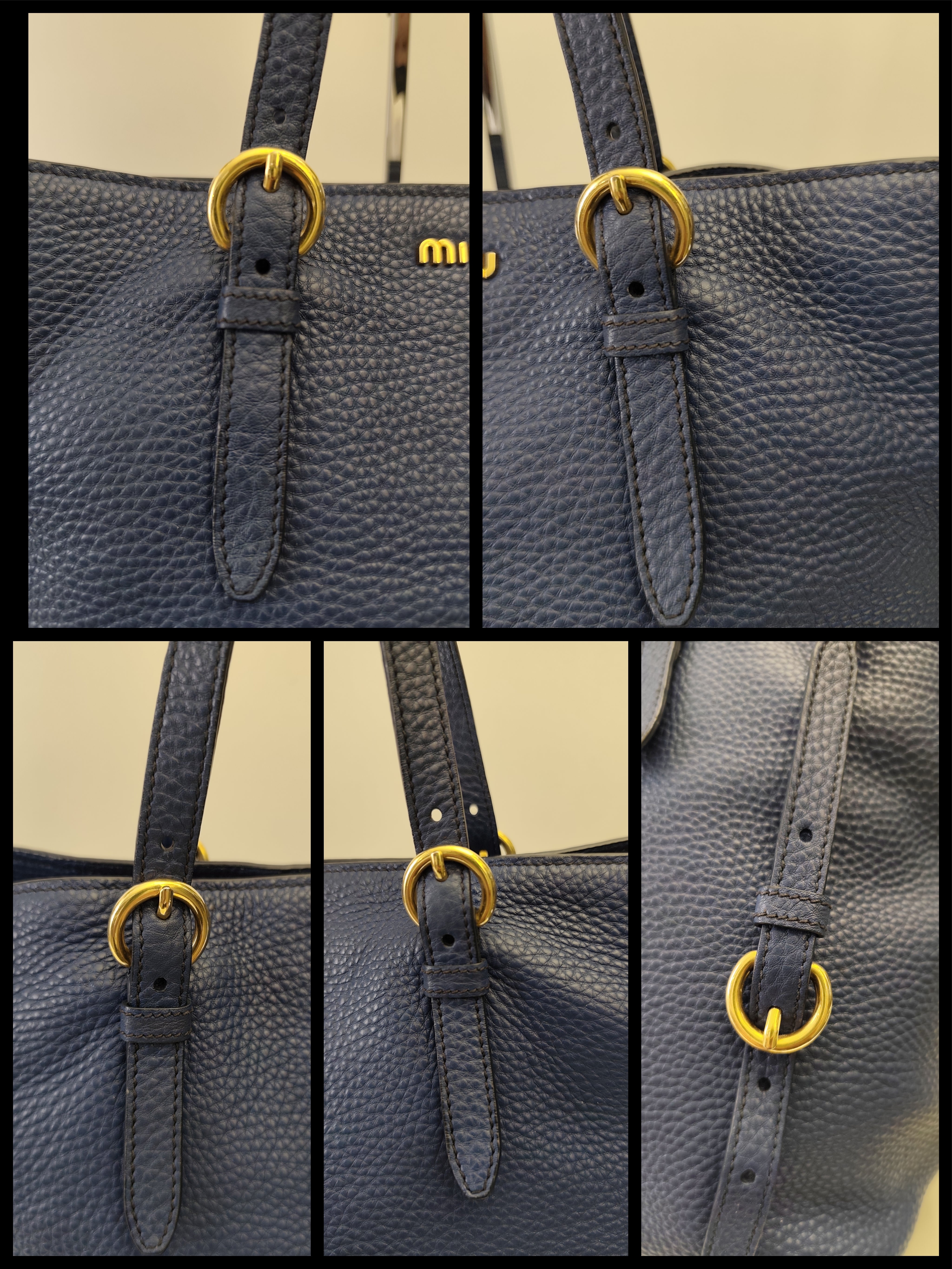 Miu Miu - Borsa A Spalla In Pelle Granata Blu Reale Con Tracolla