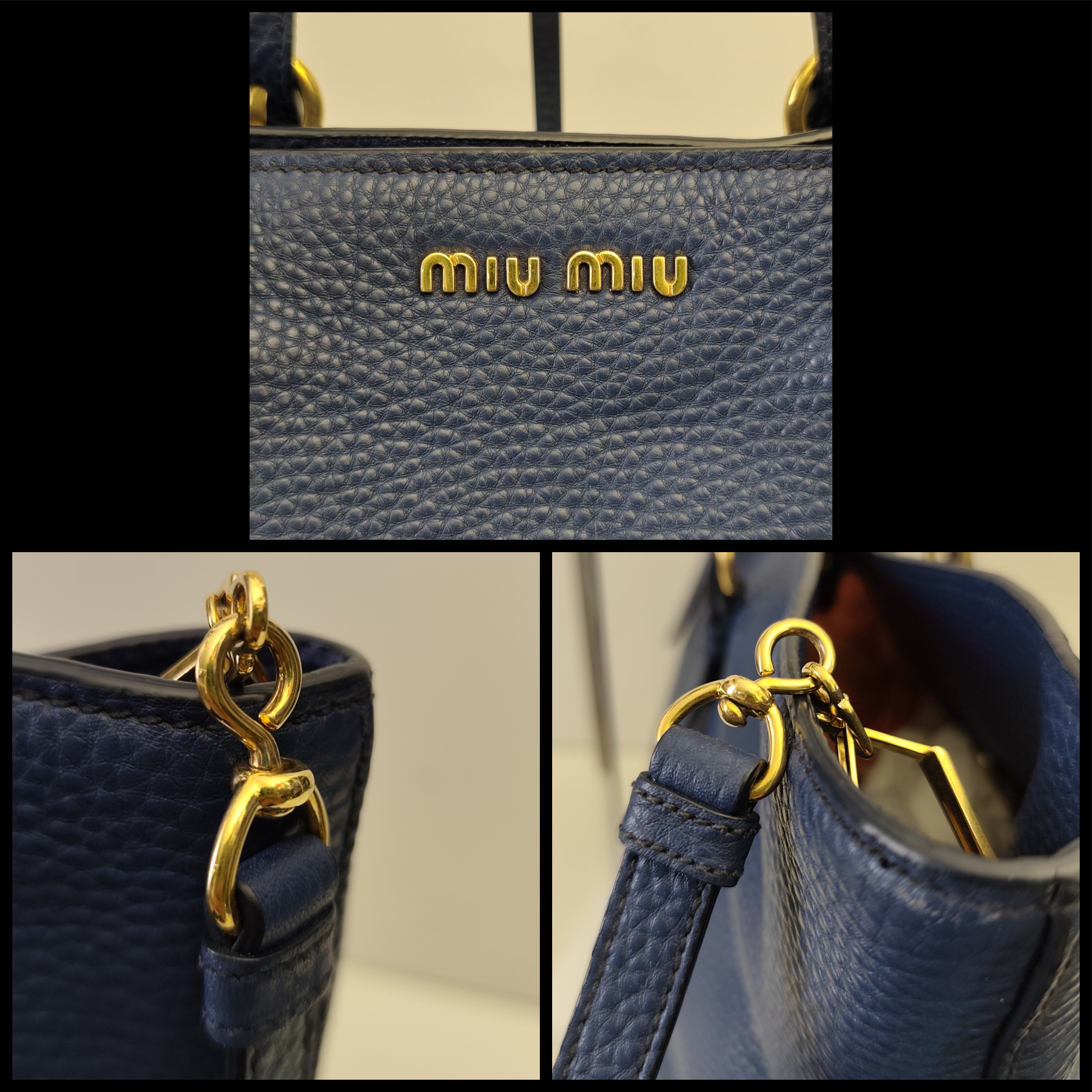 Miu Miu - Borsa A Spalla In Pelle Granata Blu Reale Con Tracolla