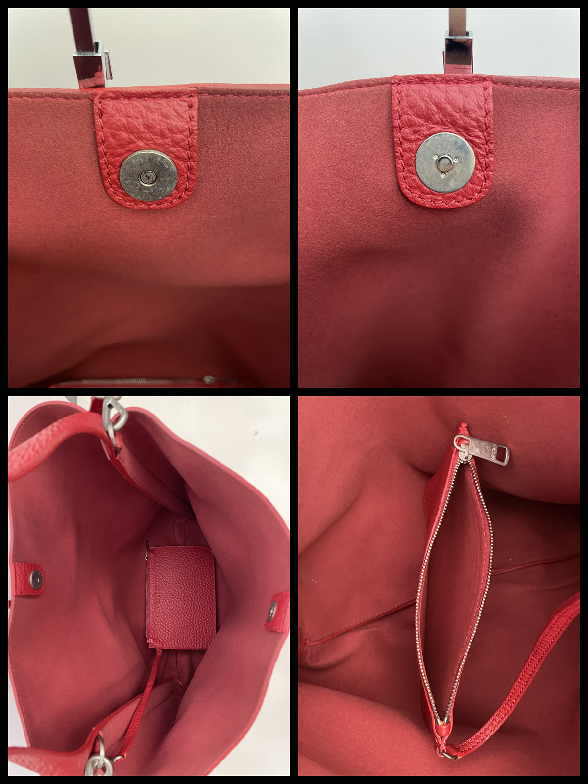 Orciani - Borsa A Spalla/Tracolla Piattina Pelle Rossa