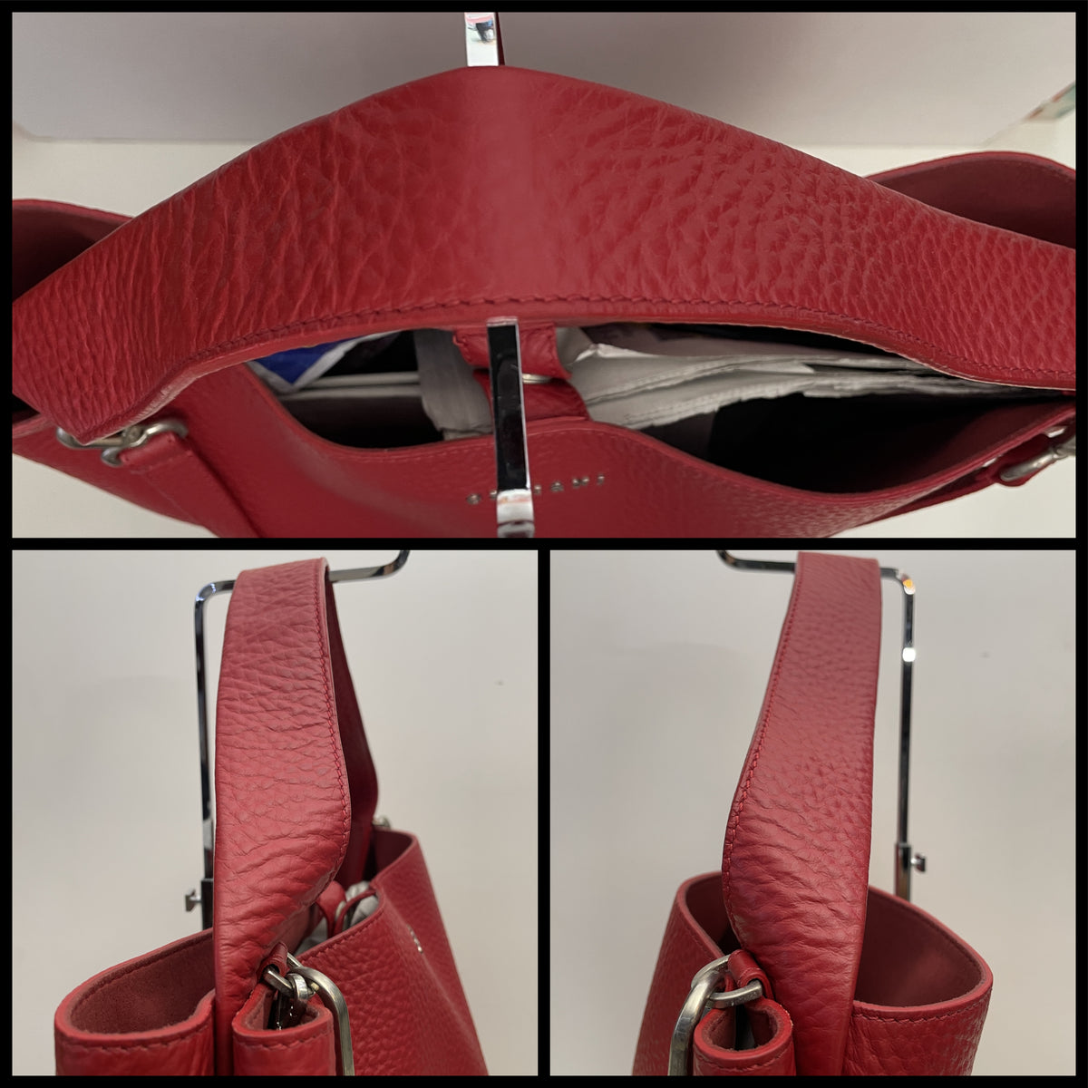 Orciani - Borsa A Spalla/Tracolla Piattina Pelle Rossa