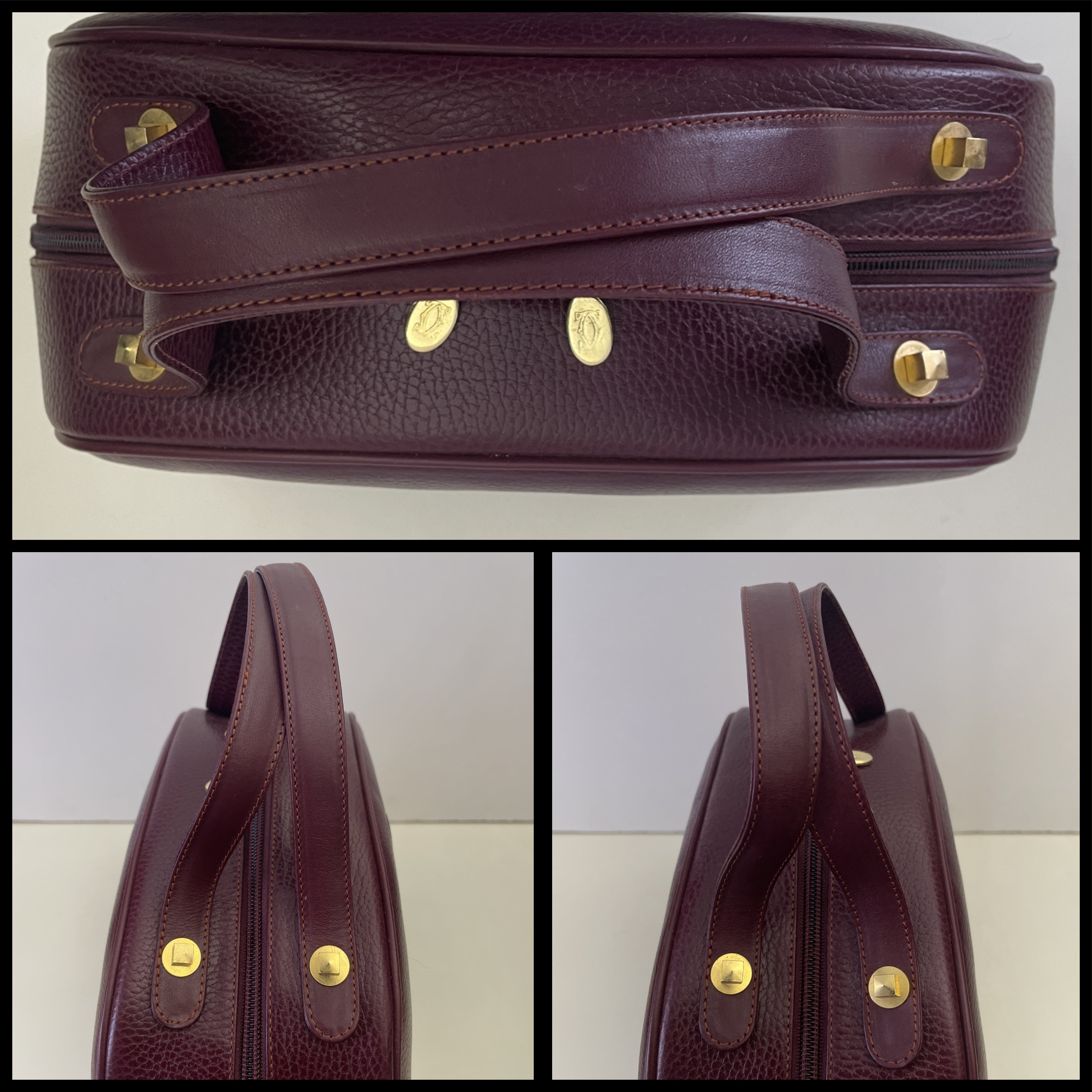 Cartier - Borsa a Mano Mezzaluna in Pelle Bordeaux