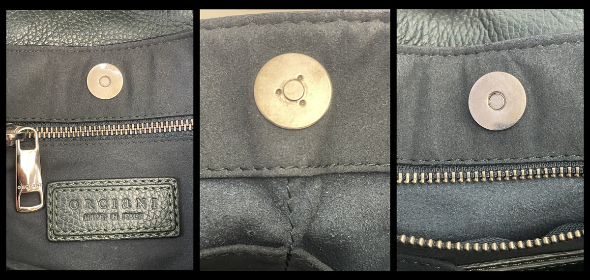 Orciani – Sveva Soft Piccola Pelle Verde Petrolio Con Inserti In Metallo