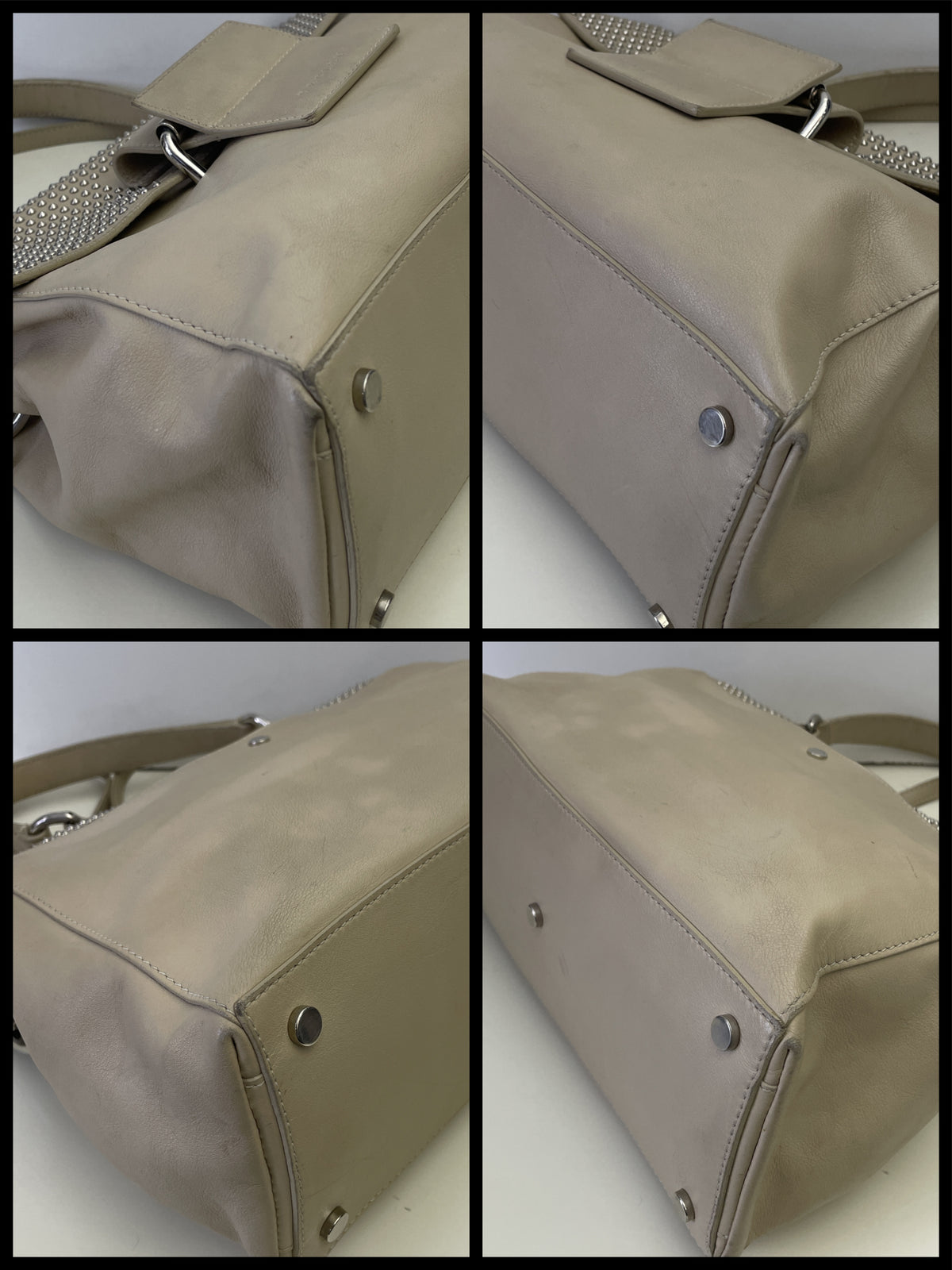 Orciani - Borsa A Spalla Pelle Beige Con Borchie