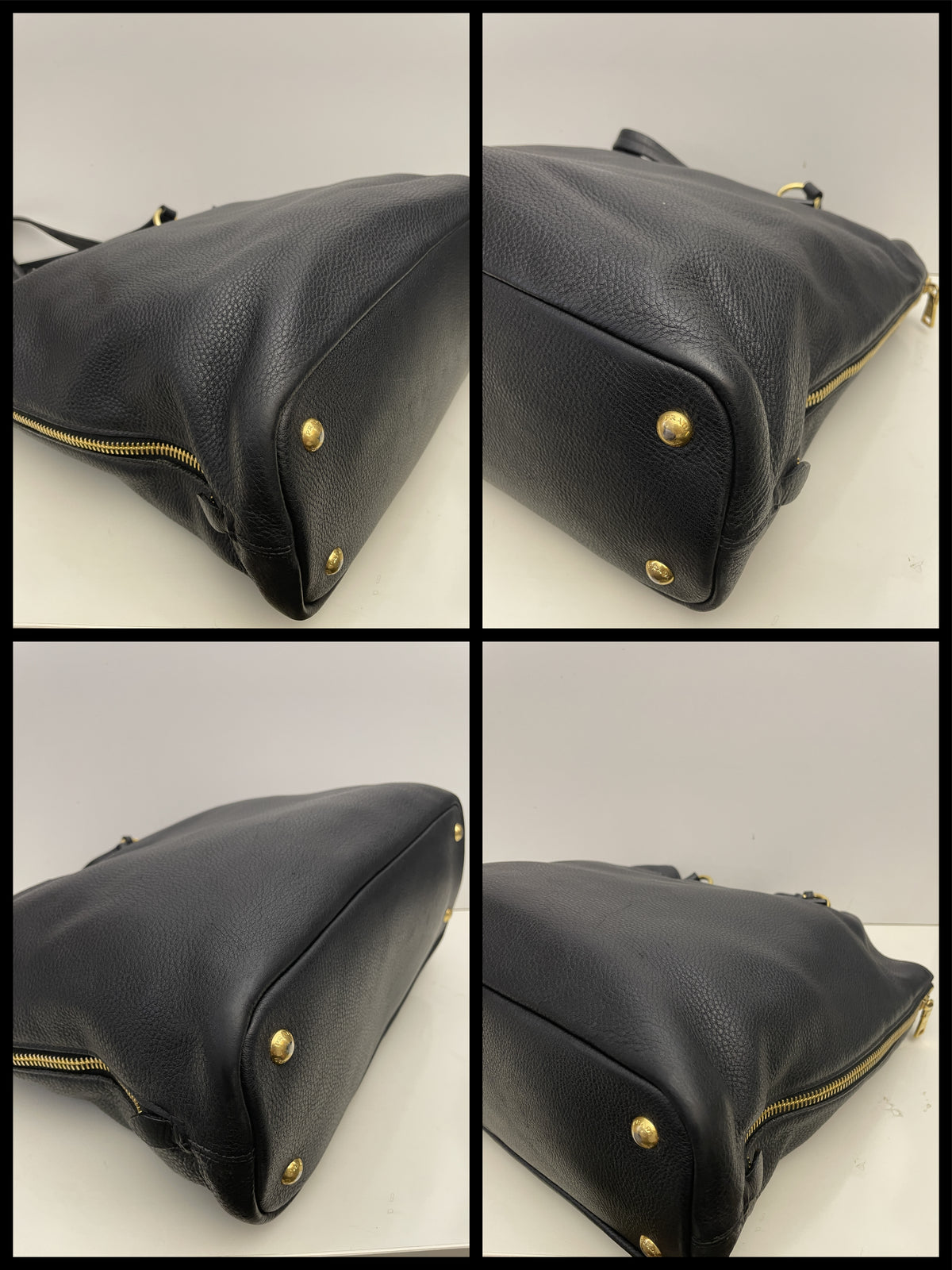 Prada - Shopper Espandibile in Pelle Martellata Nera