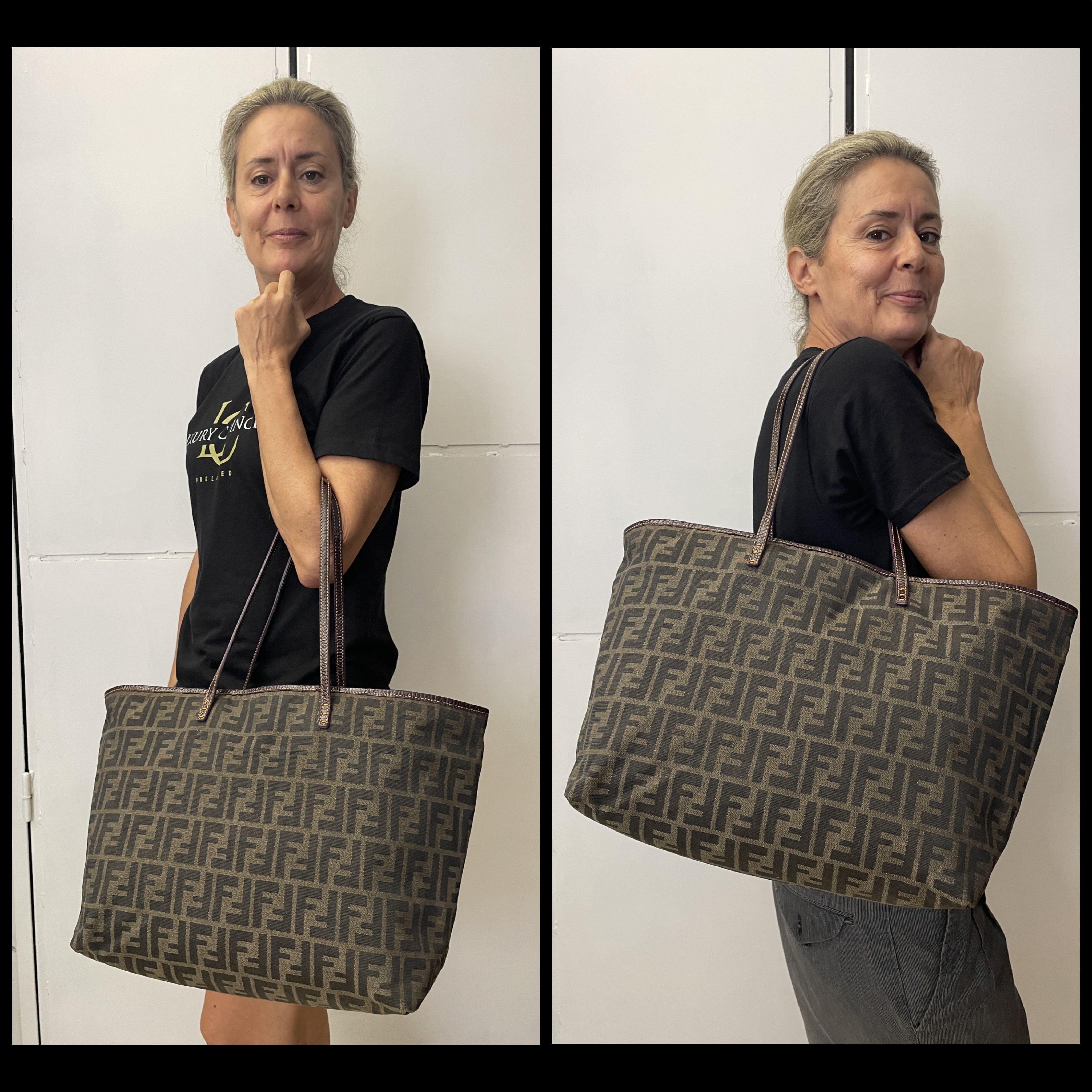 Fendi – Tote Roll Bag Tote “Zucca” Con Interno Viola