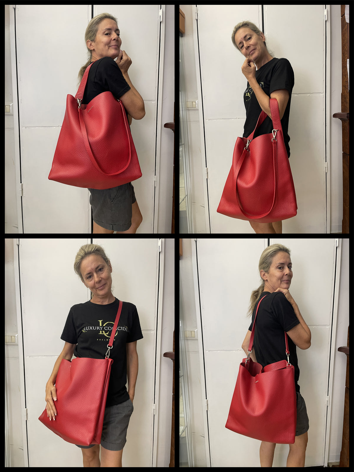 Orciani - Borsa A Spalla/Tracolla Piattina Pelle Rossa